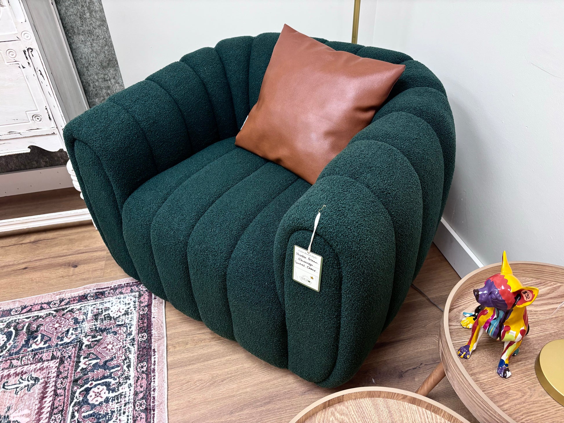 Hunter Green Flamingo Swivel Chair - Reclaimed Elegance