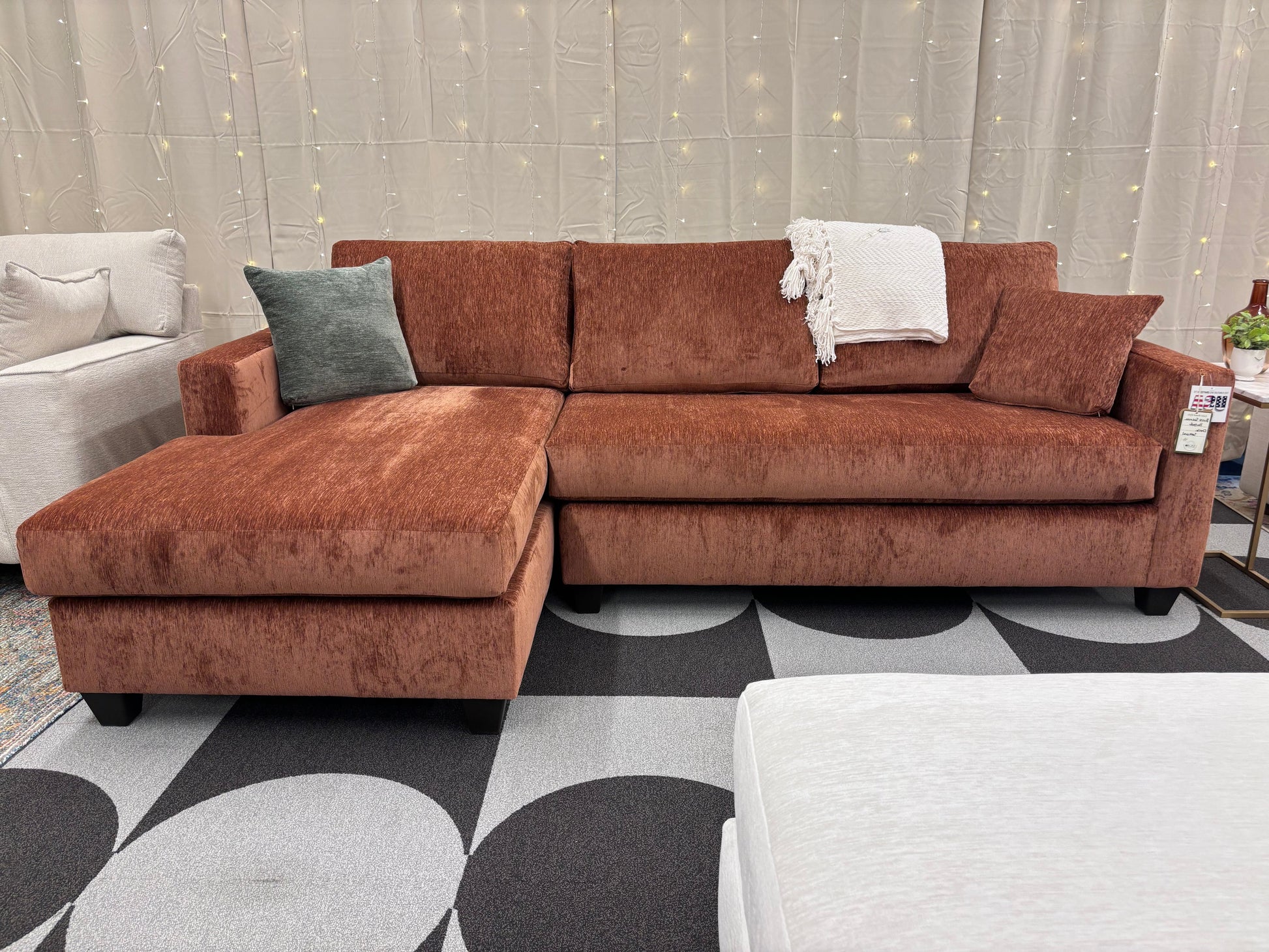 Burnt Sienna Harpeth Chaise Sectional - Reclaimed Elegance