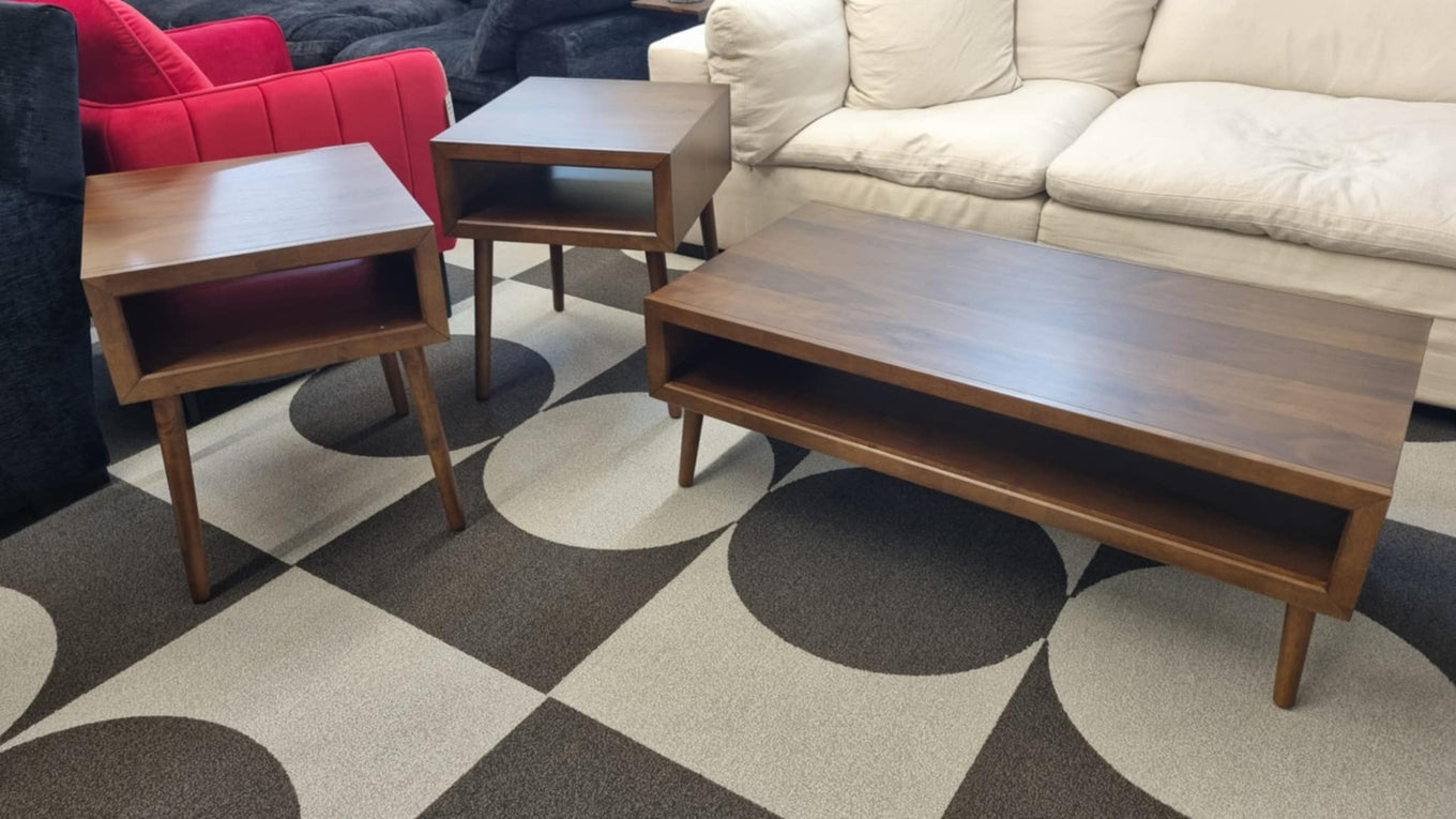 Walnut Malibu MCM Coffee & End Table Set