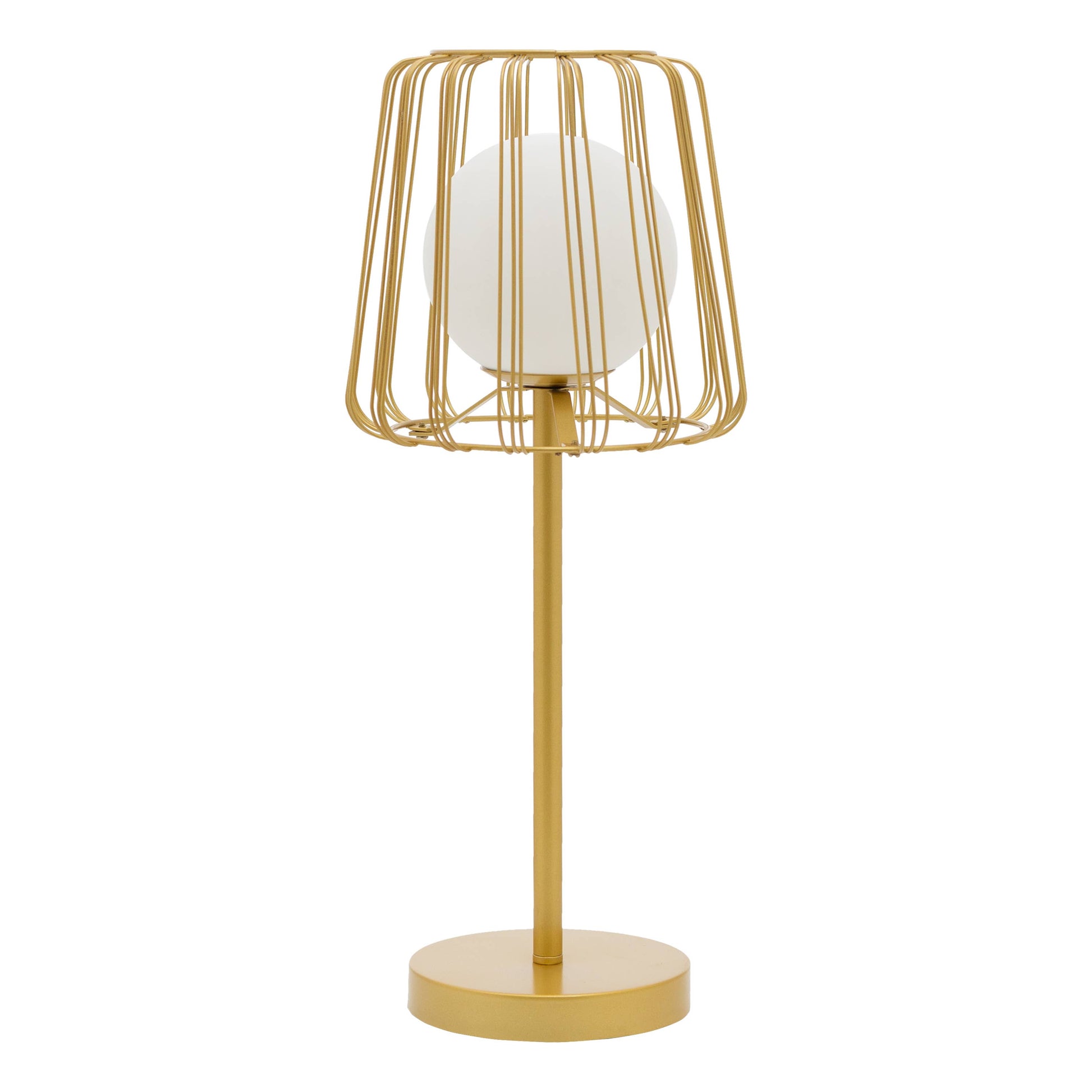 Gold Lucai Caged Globe Shade Table Lamp - Reclaimed Elegance