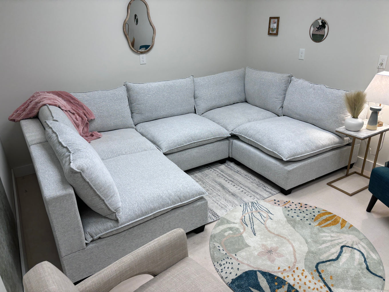 Pastel Grey SKY Modular 5 Piece U-Shape Sectional