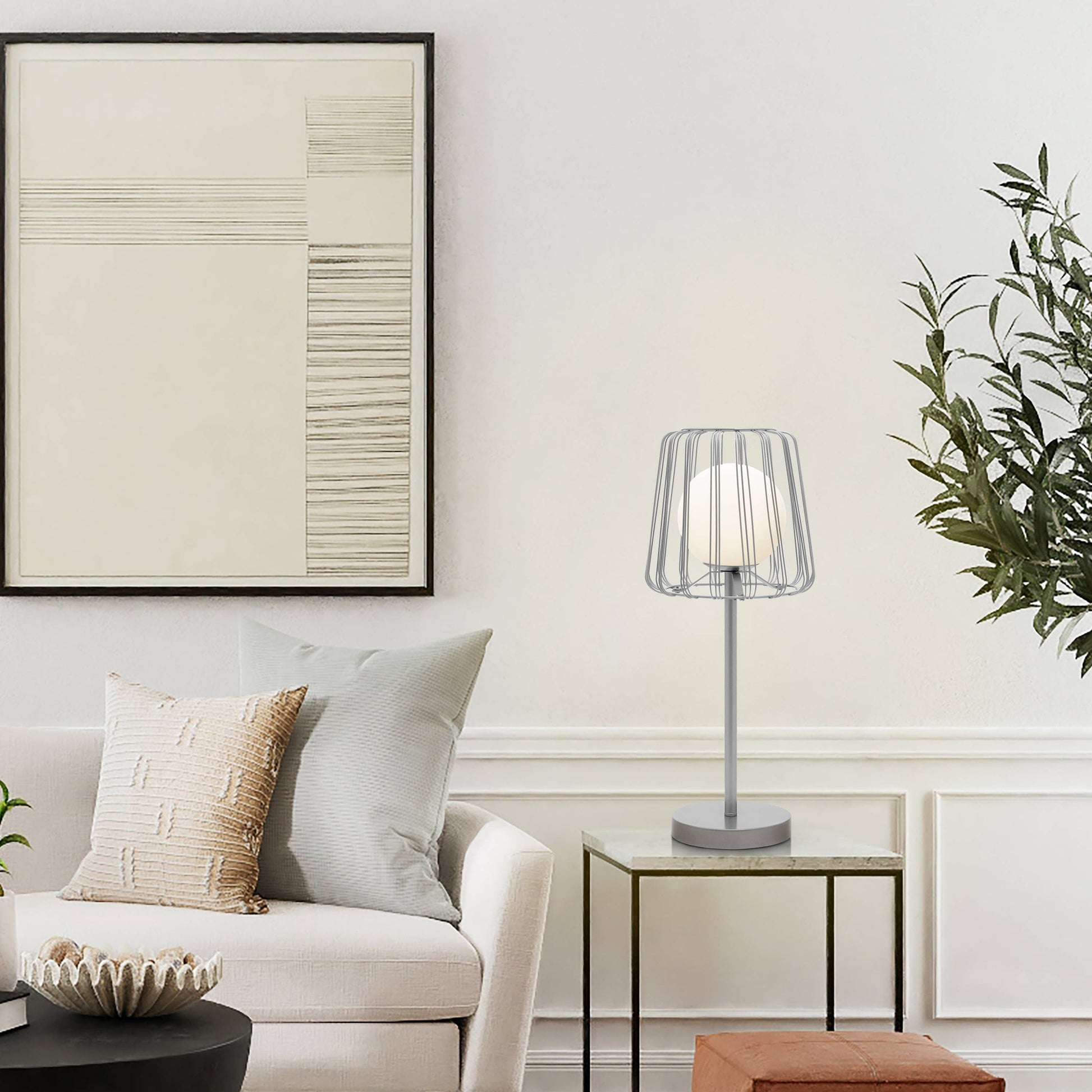 Gold Lucai Caged Globe Shade Table Lamp - Reclaimed Elegance