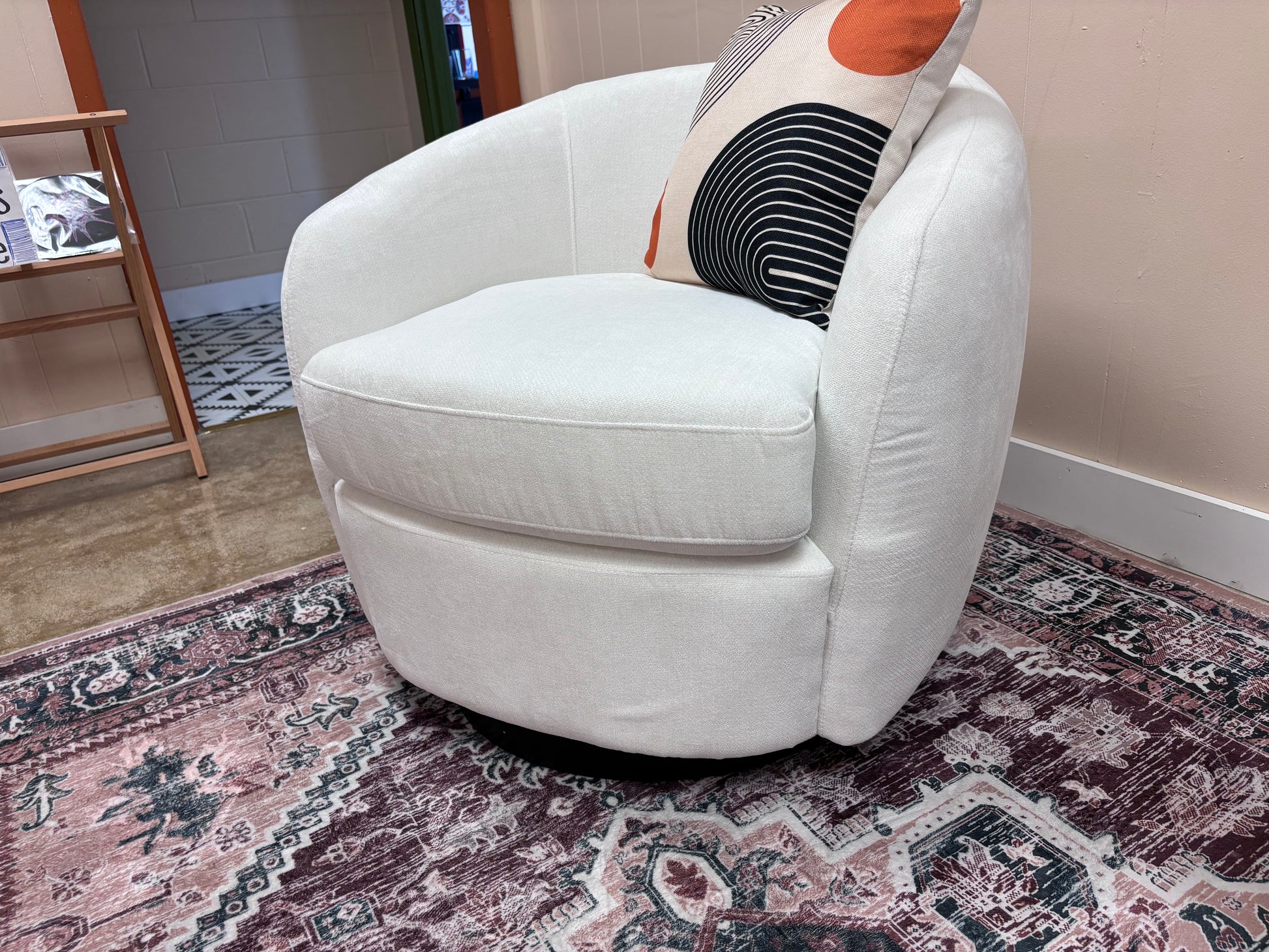 Bristo White Chanel Swivel Chair - Reclaimed Elegance