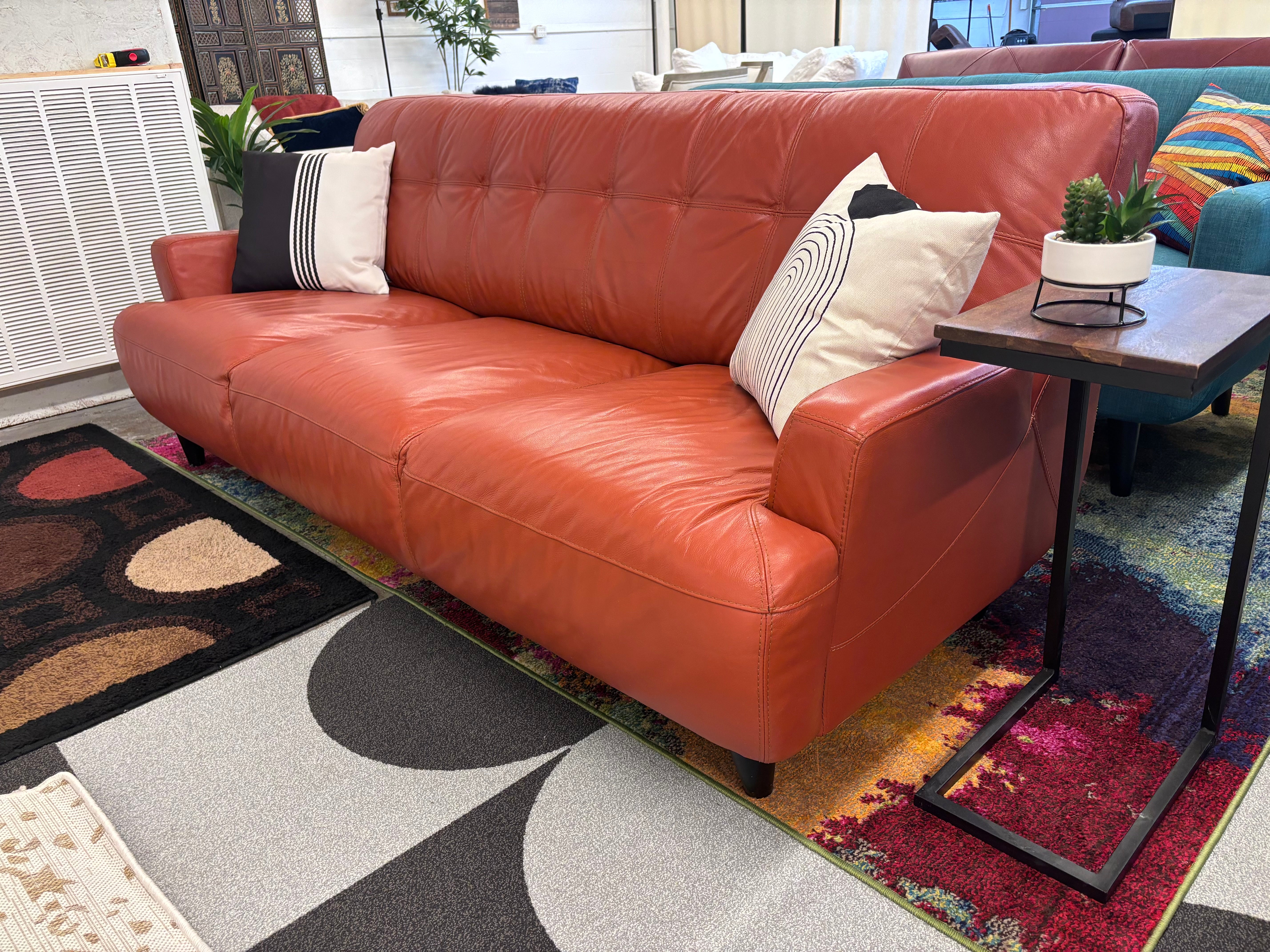 Apricot Cider Haverty's Leather Sofa