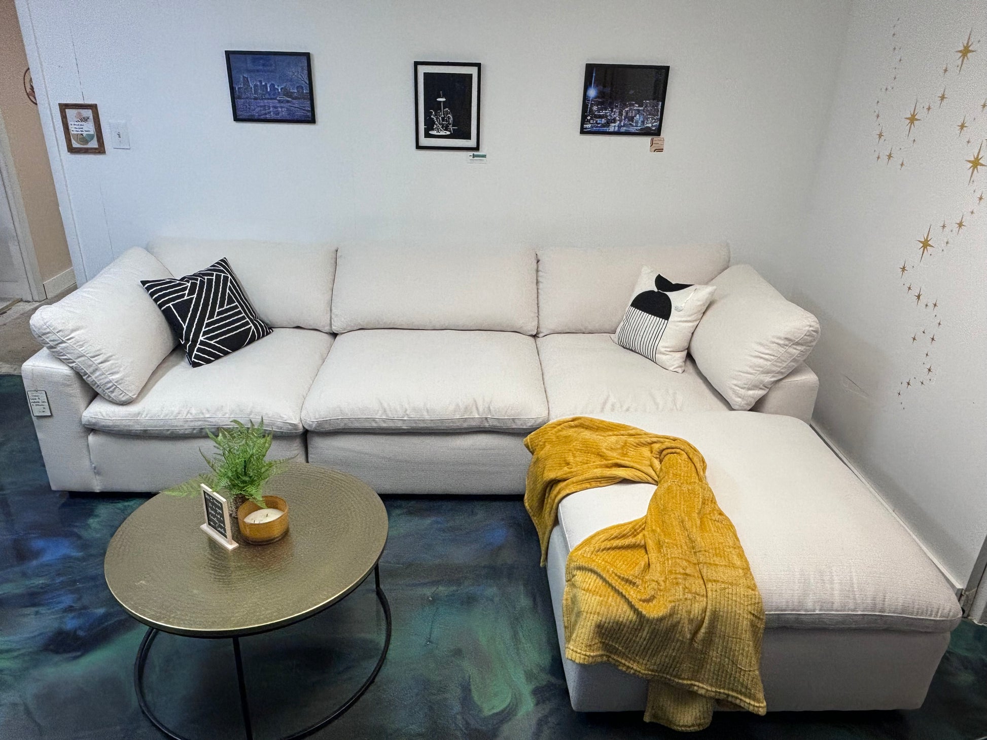 Cream Cloud 9 Modular Sofa + Ottoman - Reclaimed Elegance