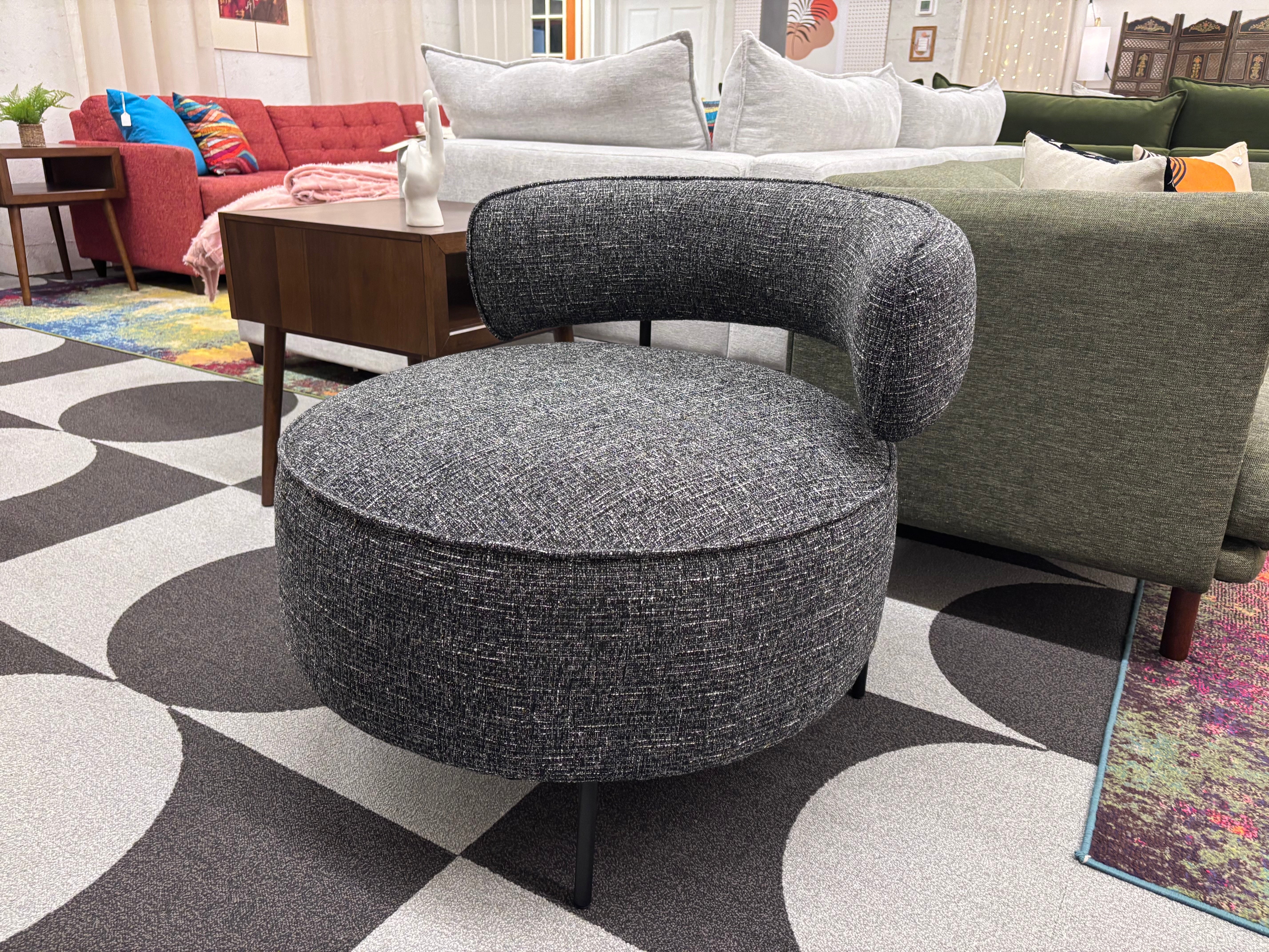 Charcoal Antonia Swivel Chair - Reclaimed Elegance