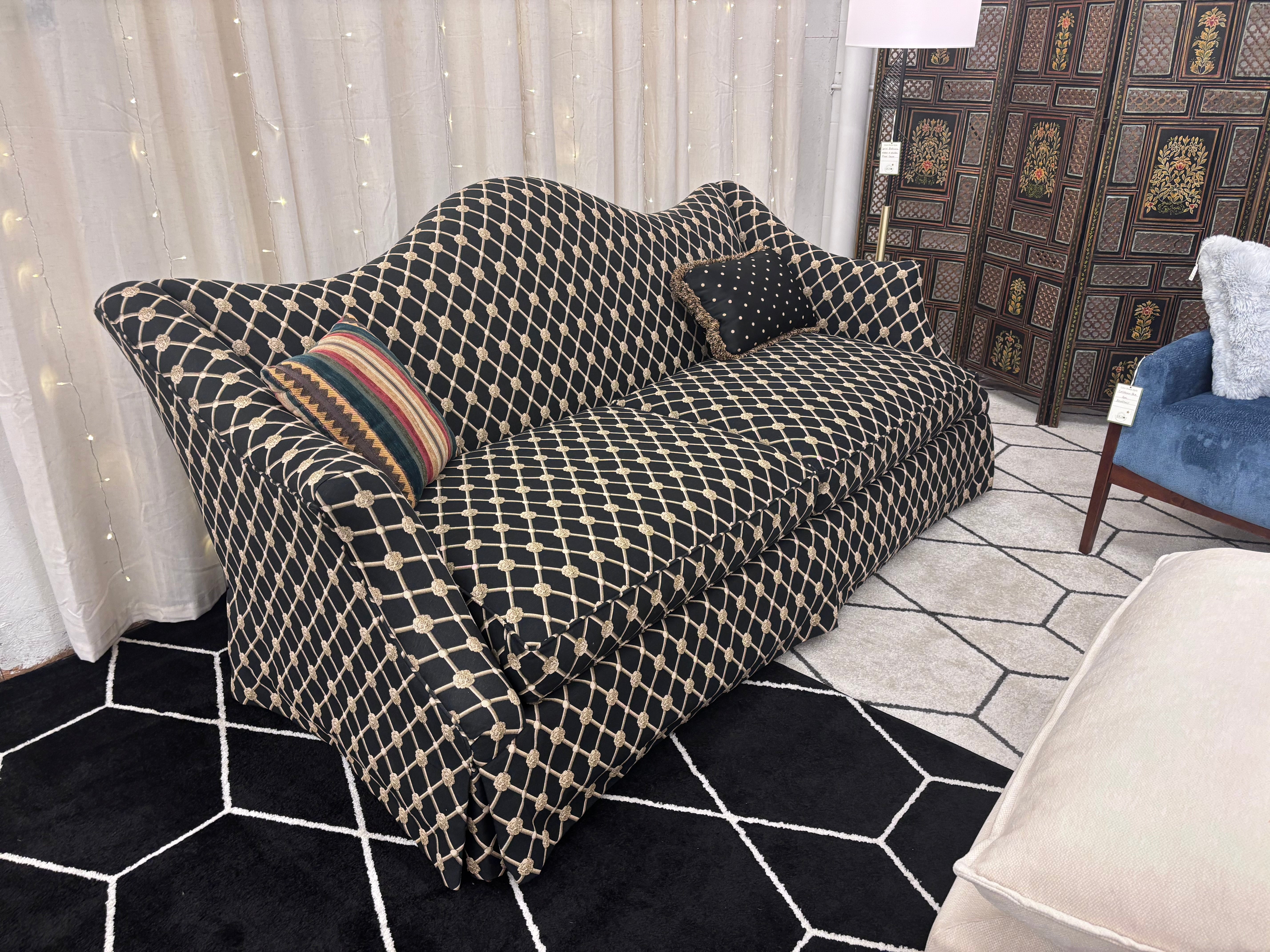 Black & Gold LT Designs Winged Back Sofa