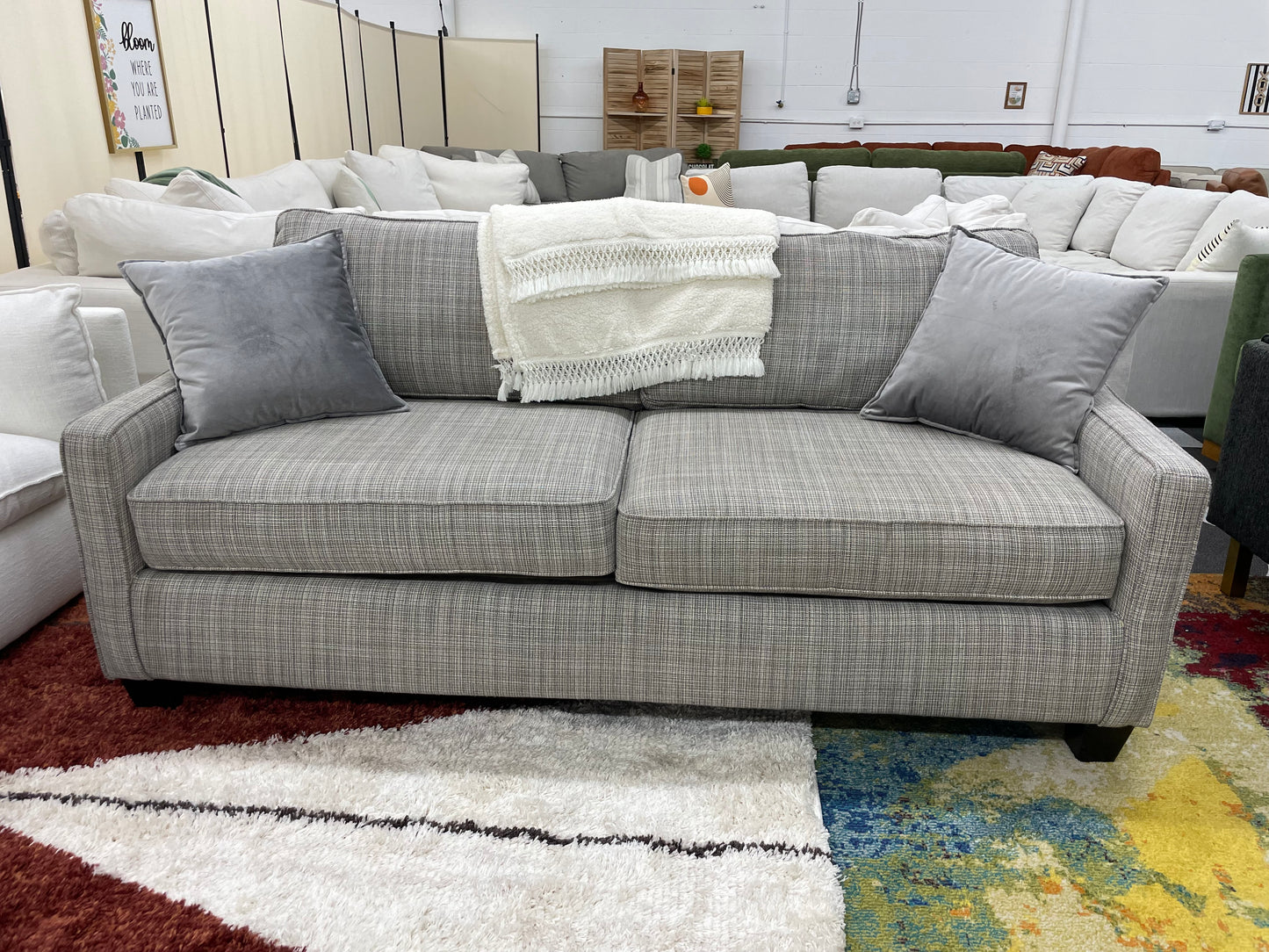 Light Grey Patterned Loveseat