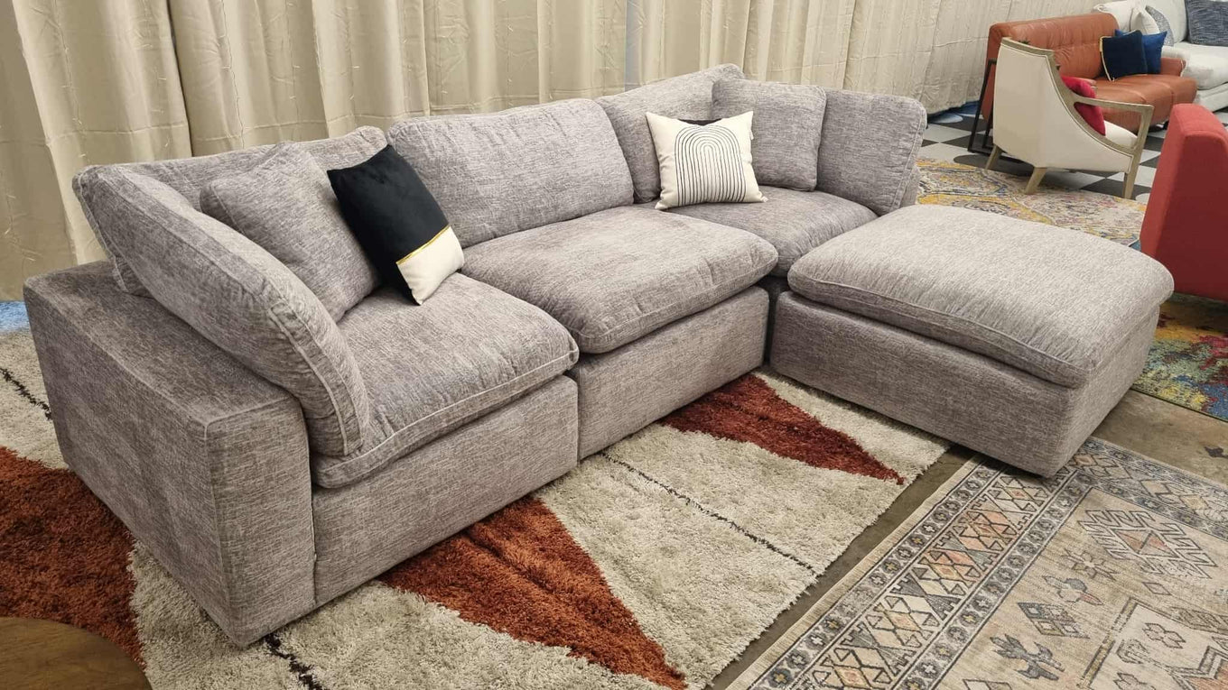 Heather Grey Cloud 9 Modular Sofa + Ottoman