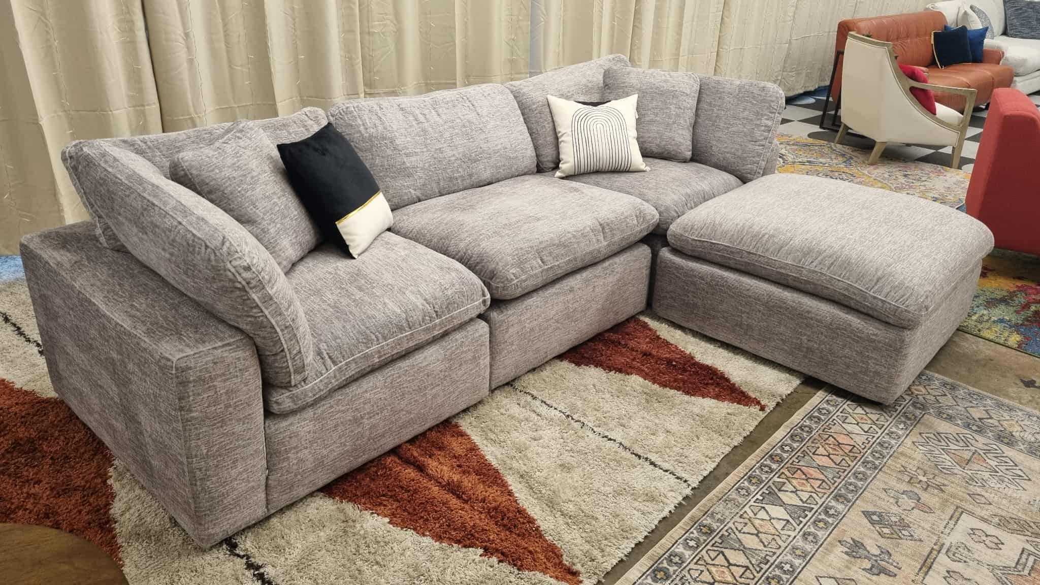 Heather Grey Cloud 9 Modular Sofa + Ottoman
