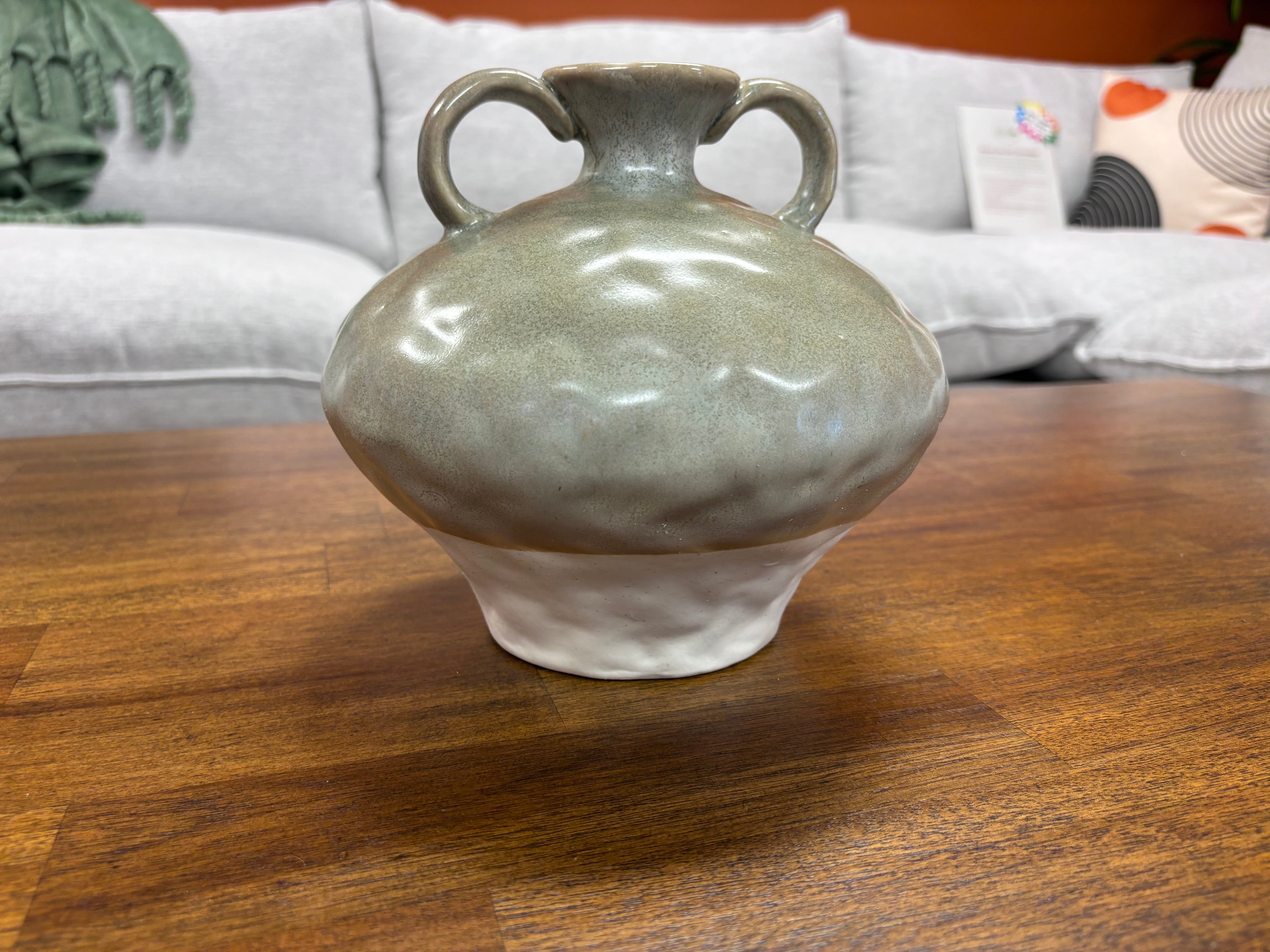 Sage Green Dipped Ceramic Vase - Reclaimed Elegance