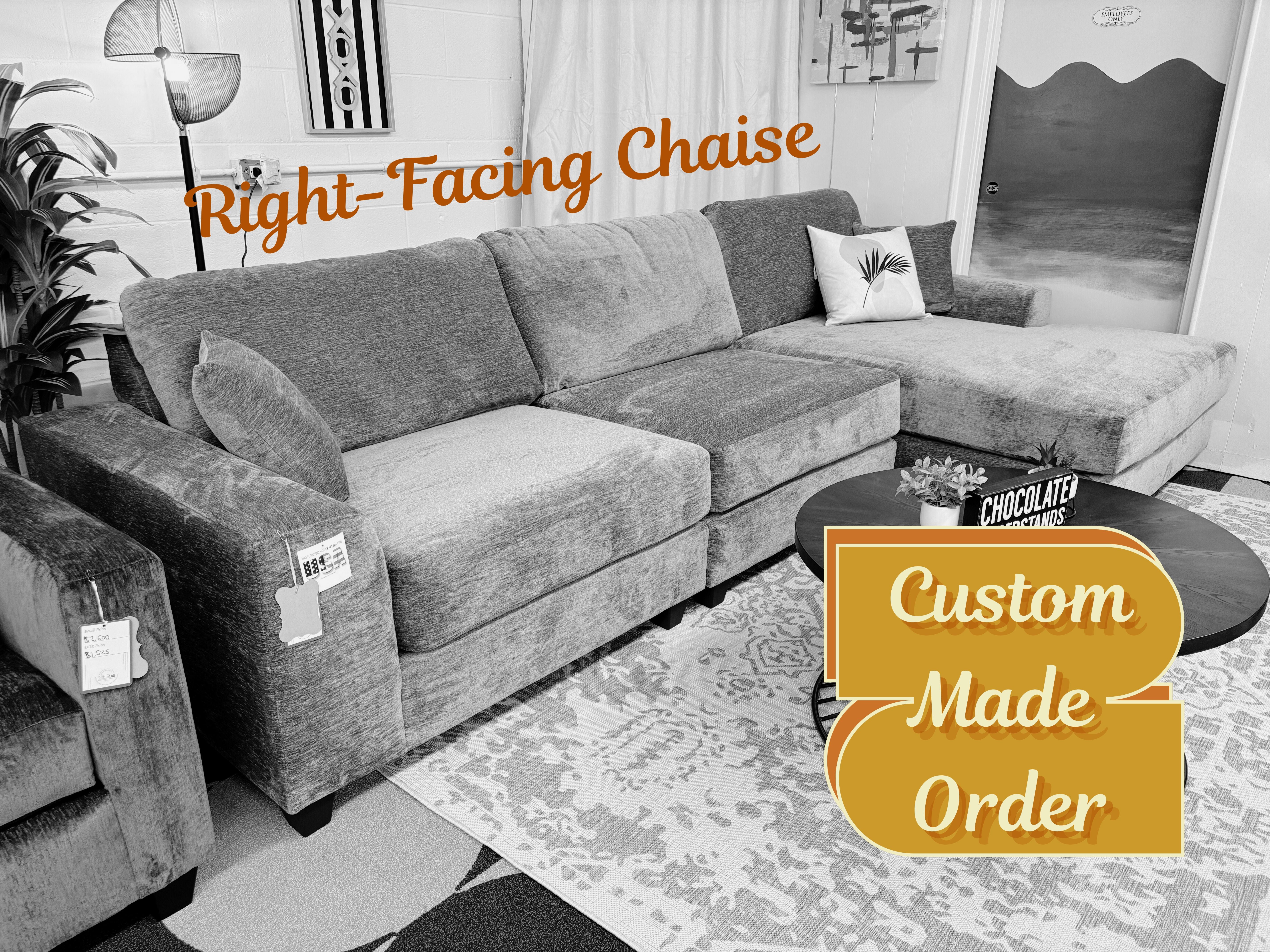 Custom Beaman 3 Piece Chaise Sectional - Reclaimed Elegance