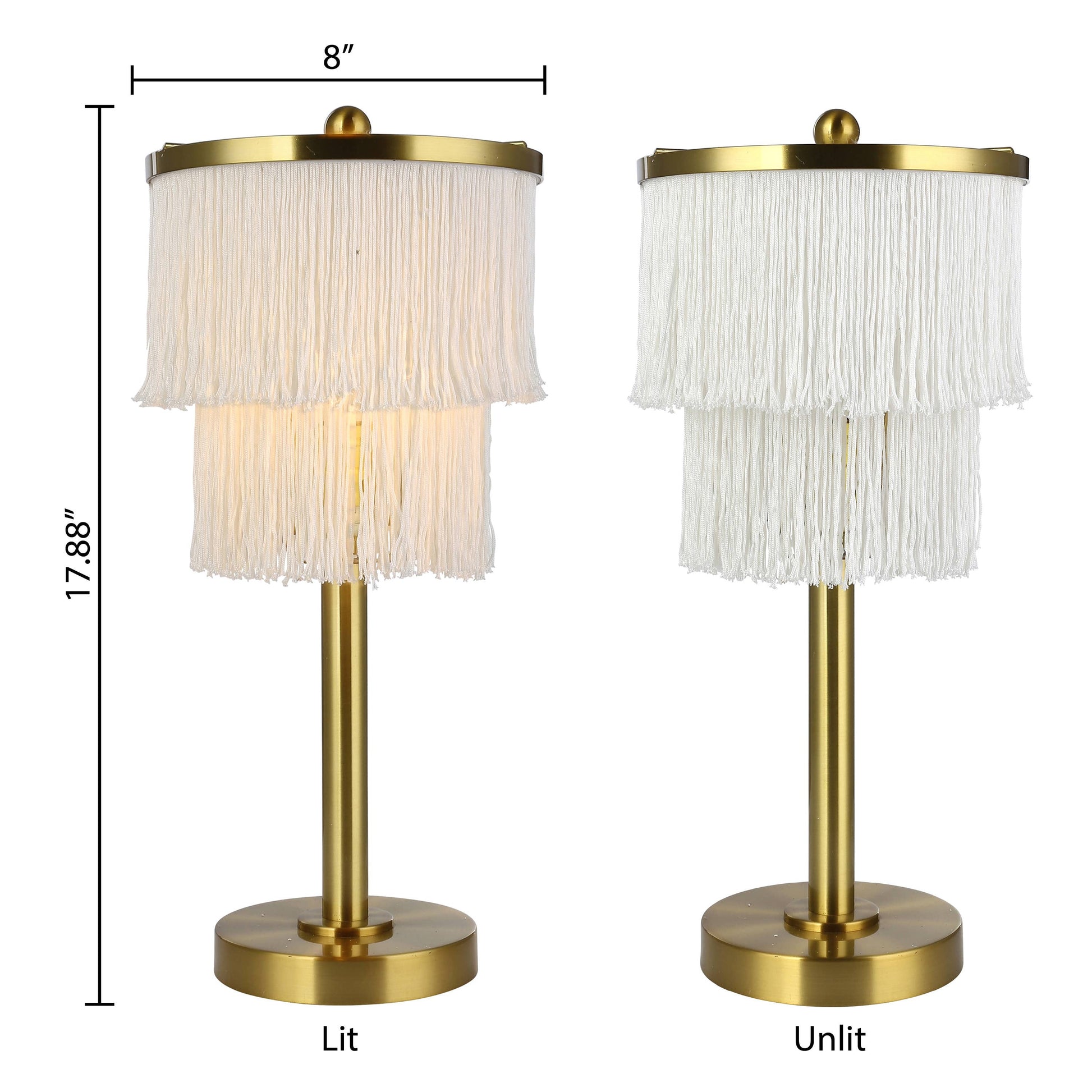 Polished Metal Table Lamp With Cream Fringe Shade - Reclaimed Elegance