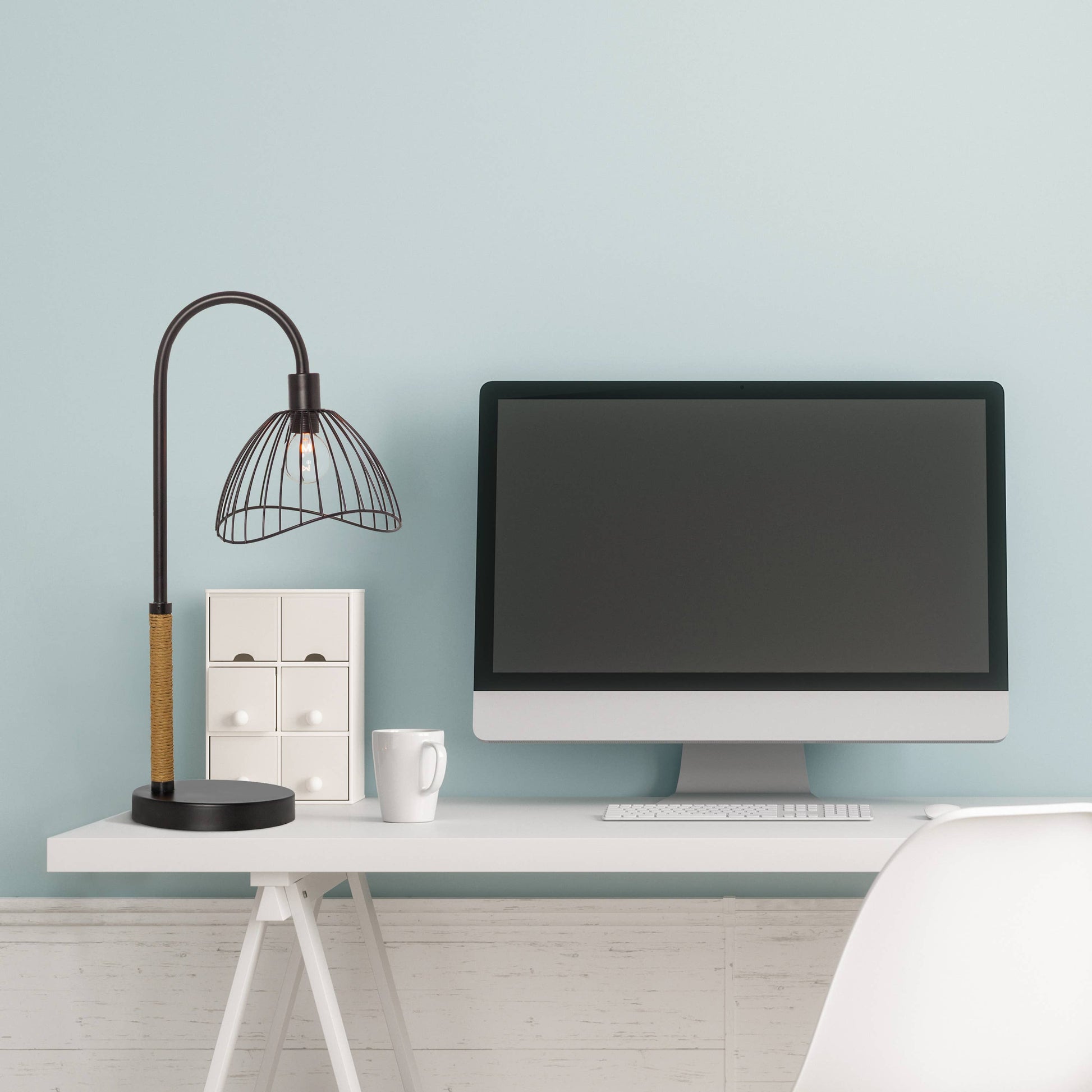 Candlestick Base Black Dome Shade Table Lamp - Reclaimed Elegance