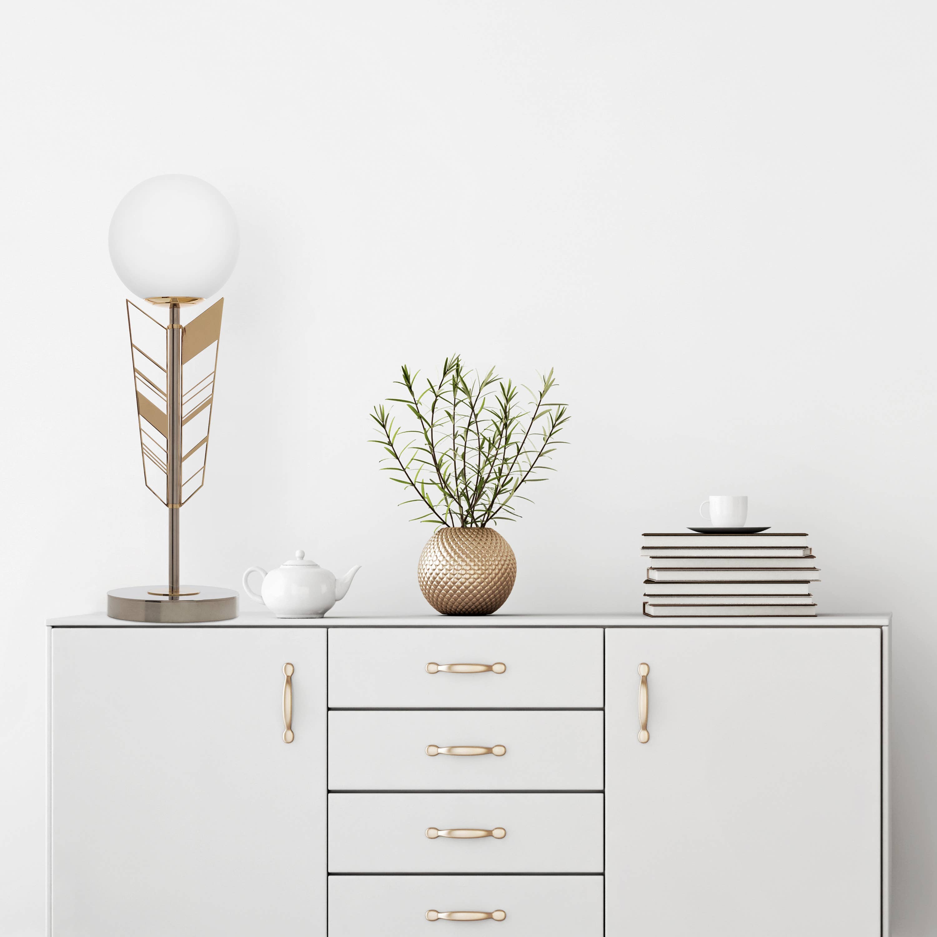 Gold & Silver Jessie Globe Shade Table Lamp - Reclaimed Elegance