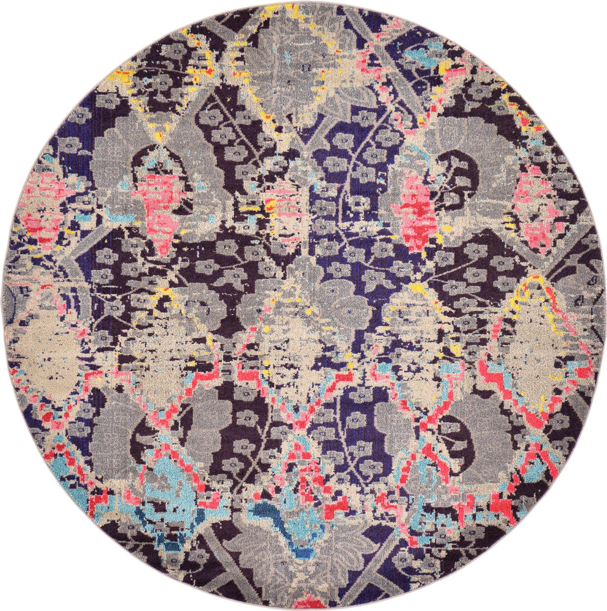 Sedona Canyon Navy Blue & Gray Area Rug | Round overhead | SKU 3122207