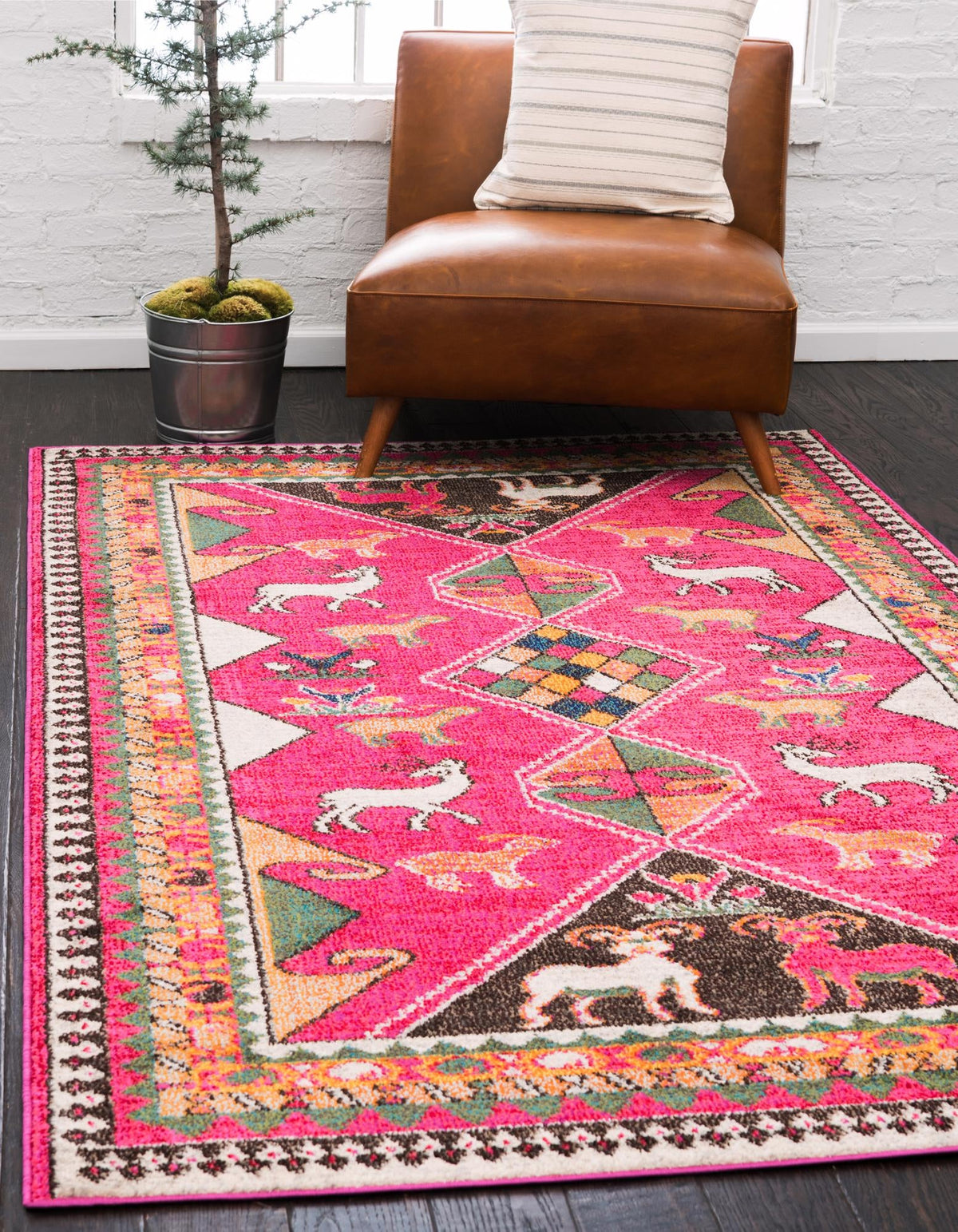 Sedona Cuyahoga Pink & Brown Area Rug | Rectangle in room