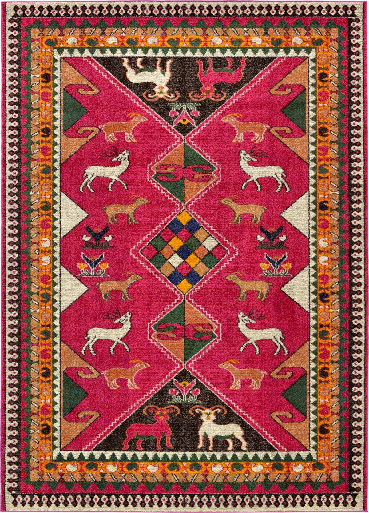 Sedona Cuyahoga Pink & Brown Area Rug | Rectangle overhead | SKU 3127779