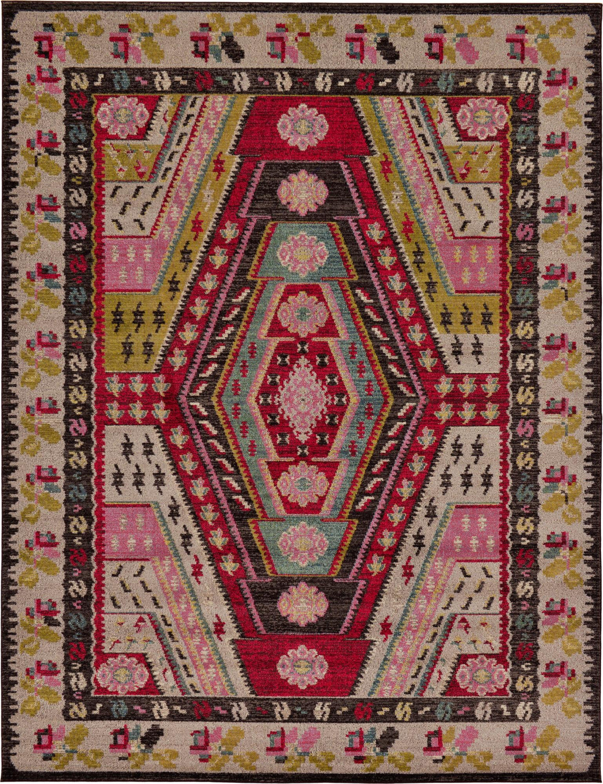 Sedona Carlsbad Multi & Beige Area Rug | Rectangle overhead | SKU 3127795