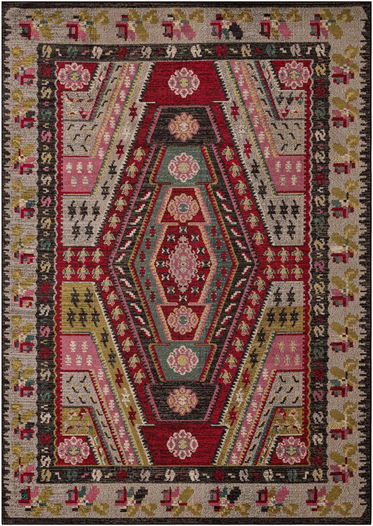 Sedona Carlsbad Multi & Beige Area Rug | Rectangle overhead | SKU 3133798