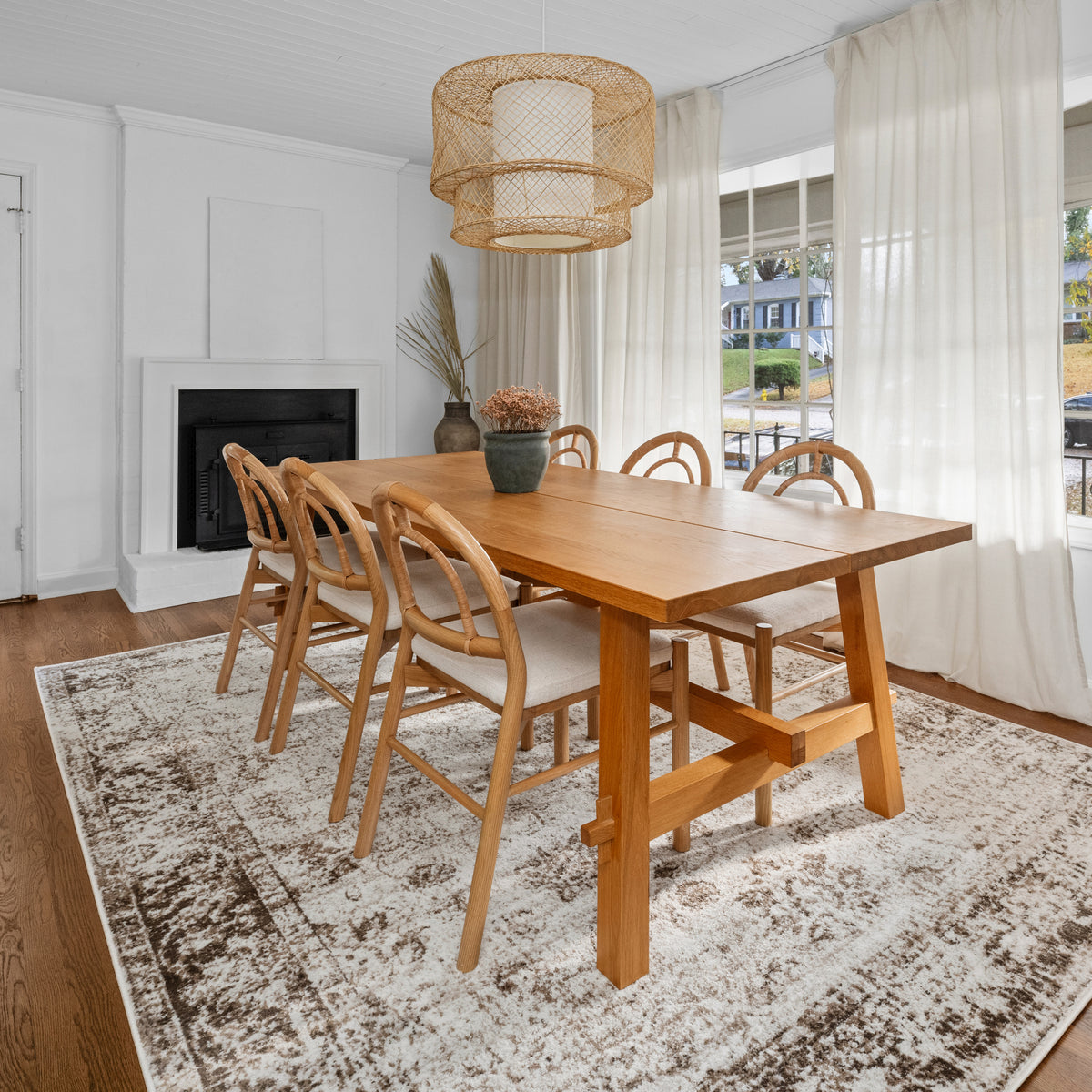 Sofia Casino Beige & Tan Area Rug, room setting