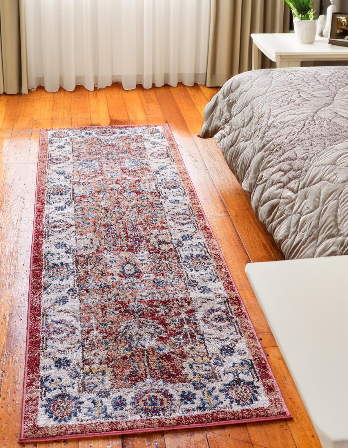 Utopia Antheia Terracotta & Blue Area Rug | Runner in room