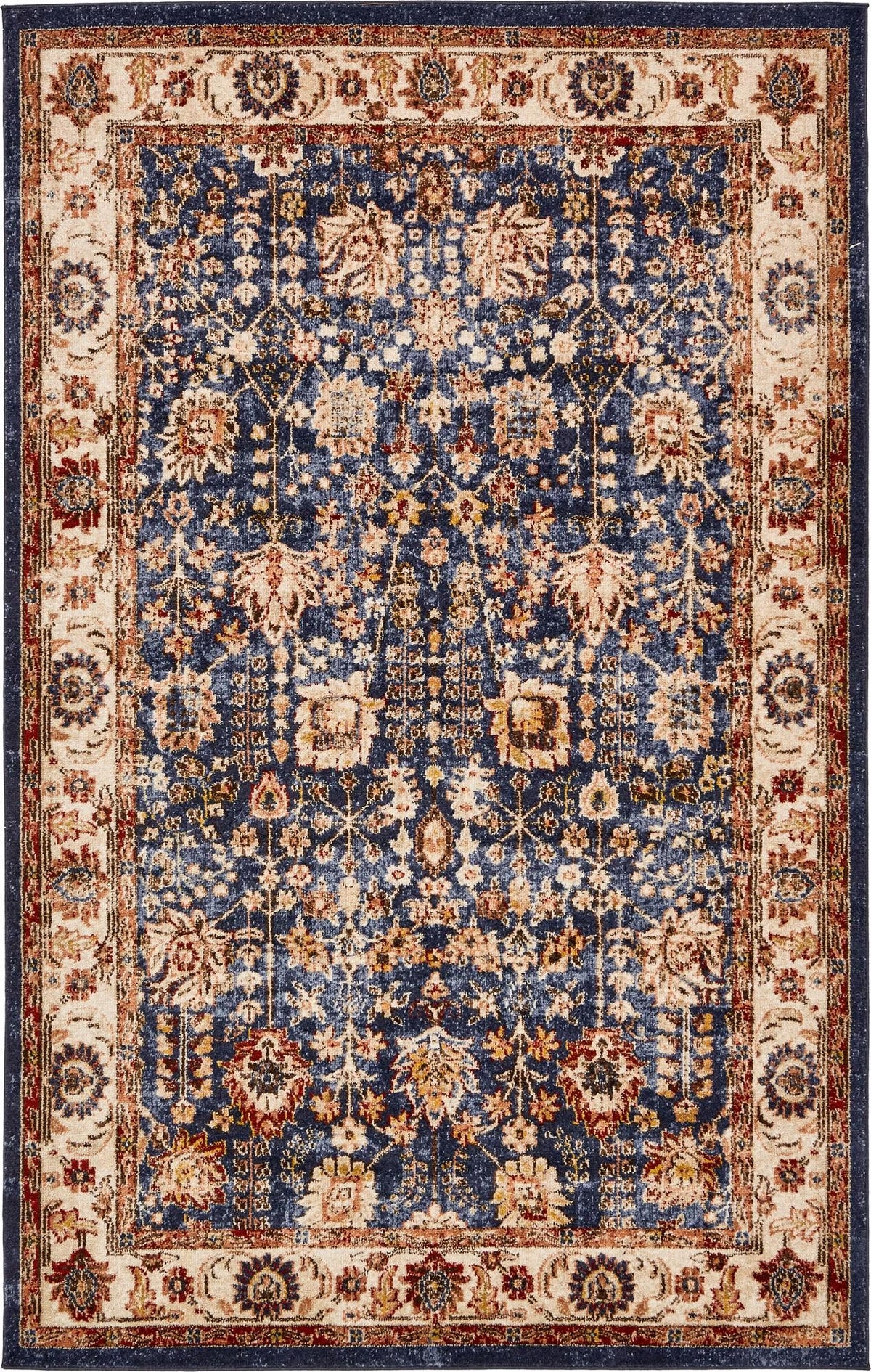 Utopia Antheia light blue and burgundy area rug full view