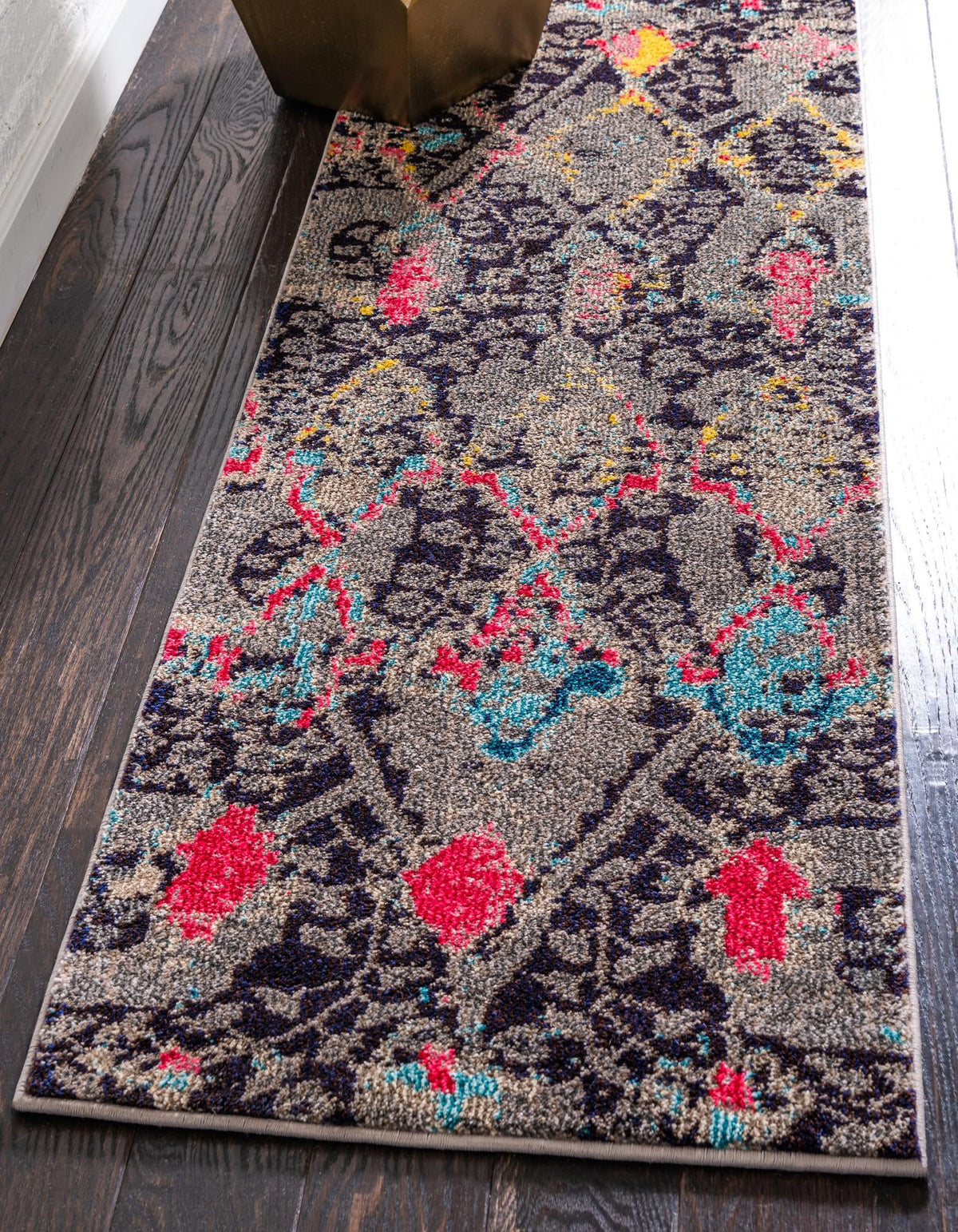 Sedona Canyon Navy Blue & Gray Area Rug | Runner in room