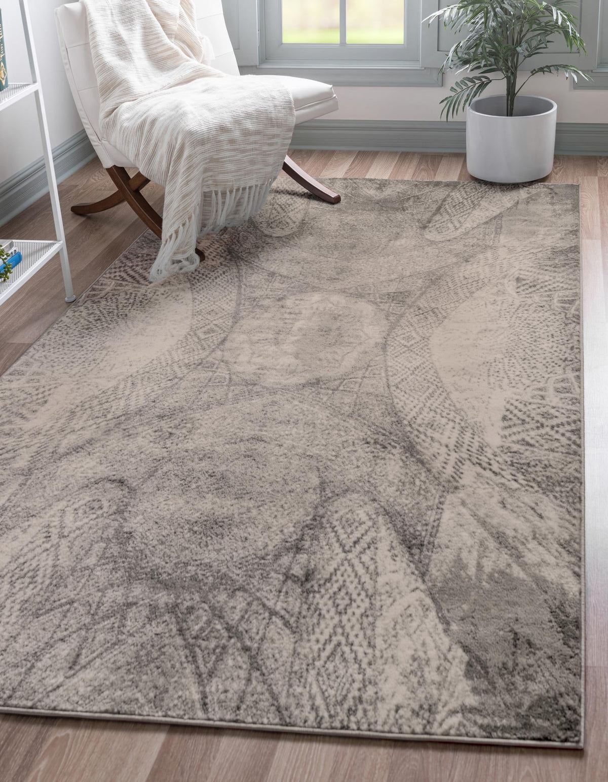 Sofia Albert Dark Gray & Gray Area Rug | Rectangle in room