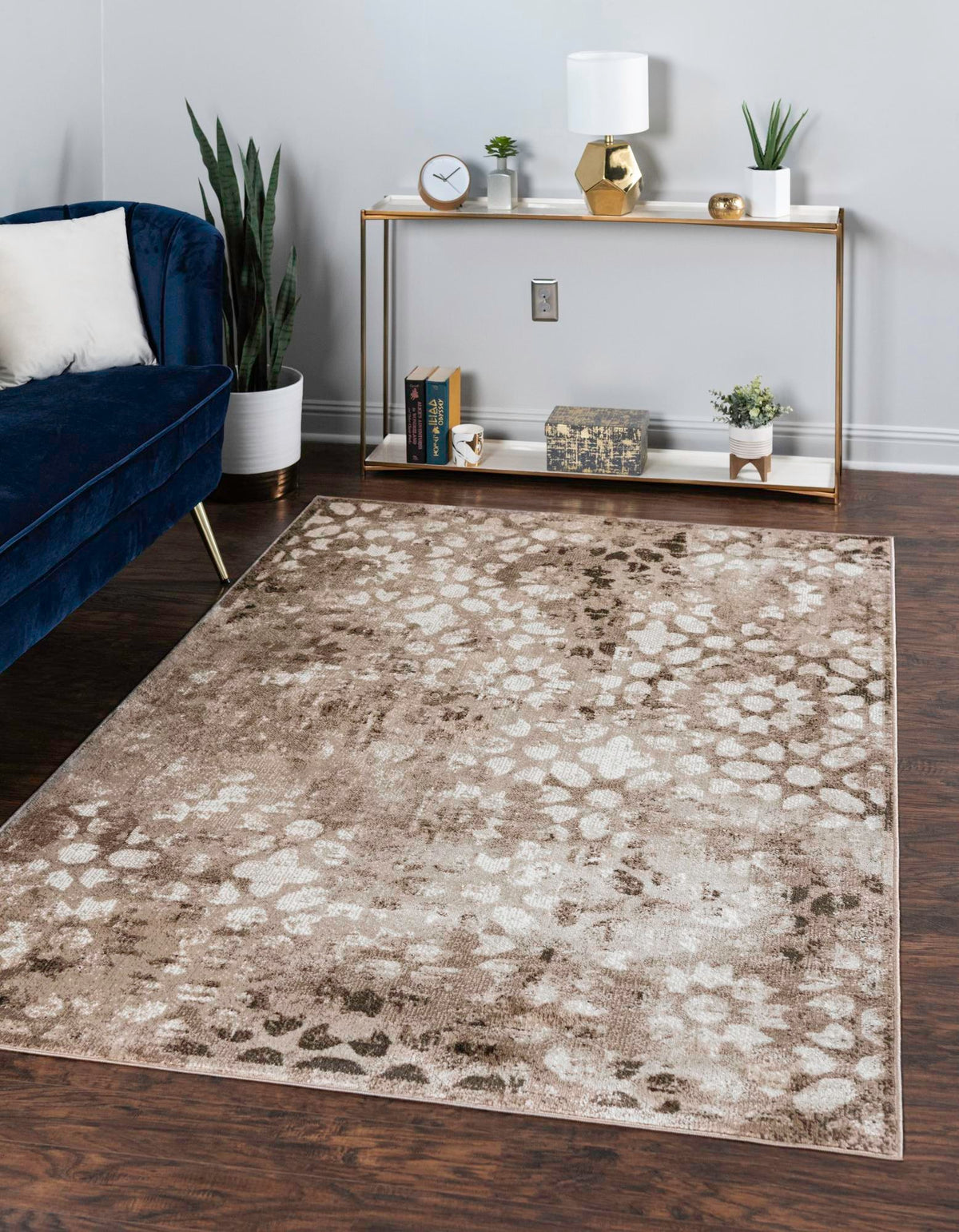 Sofia Larvotto Brown & Beige Area Rug | Rectangle in room