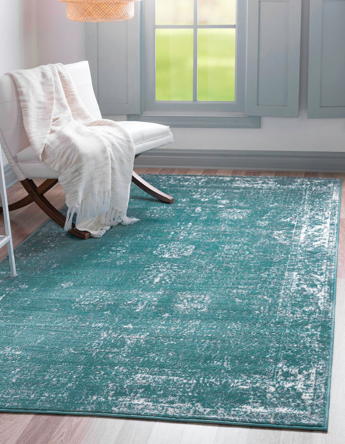 Sofia Casino Turquoise & Ivory Area Rug lifestyle Rectangle