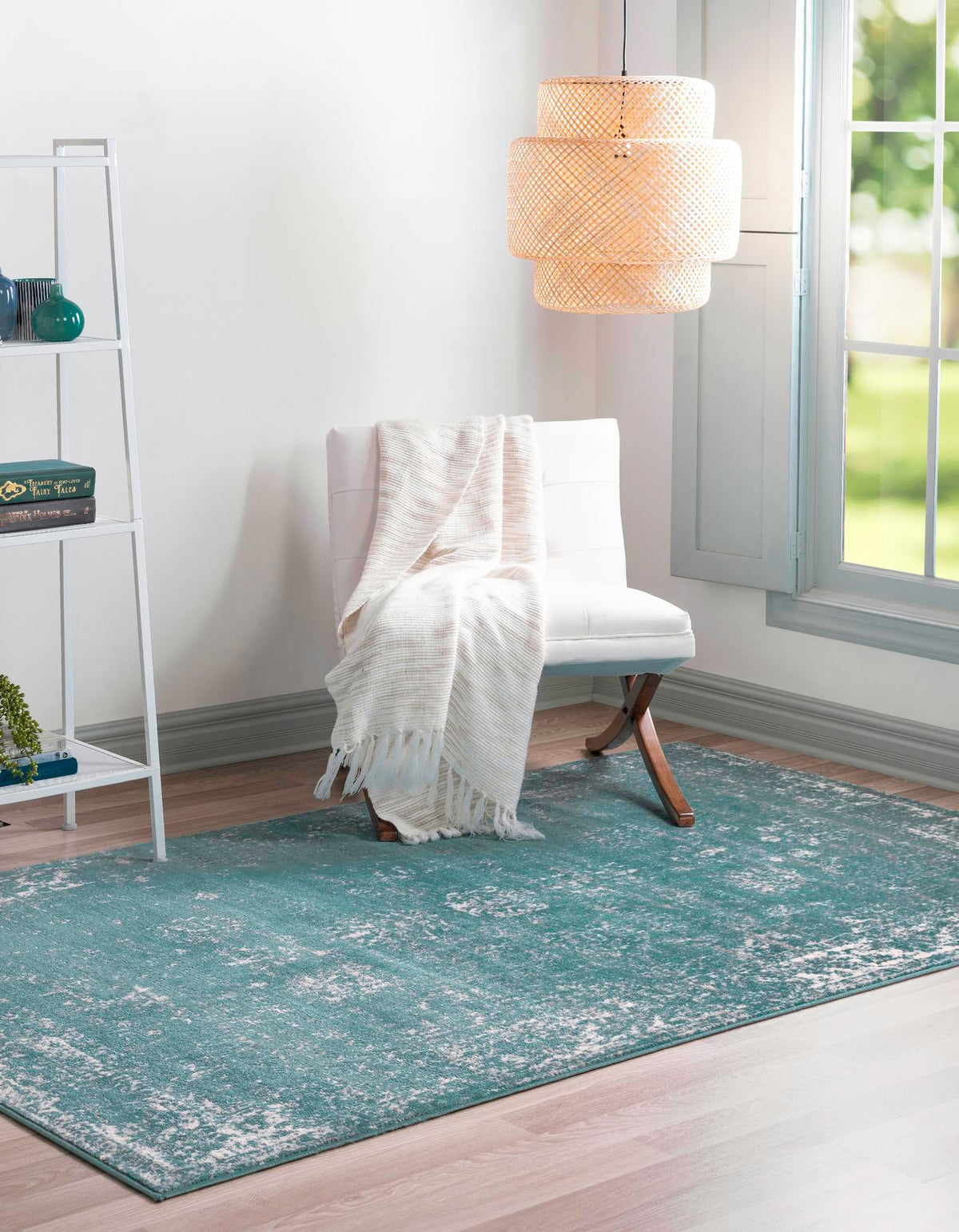 Sofia Casino Turquoise & Ivory Area Rug | manufacturer source supplemental photo 3137809_location_2_side.jpg