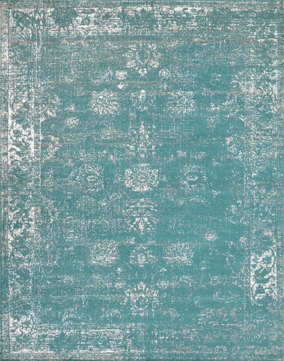 Sofia Casino Turquoise & Ivory Area Rug overhead Rectangle 7' 10" x 10'