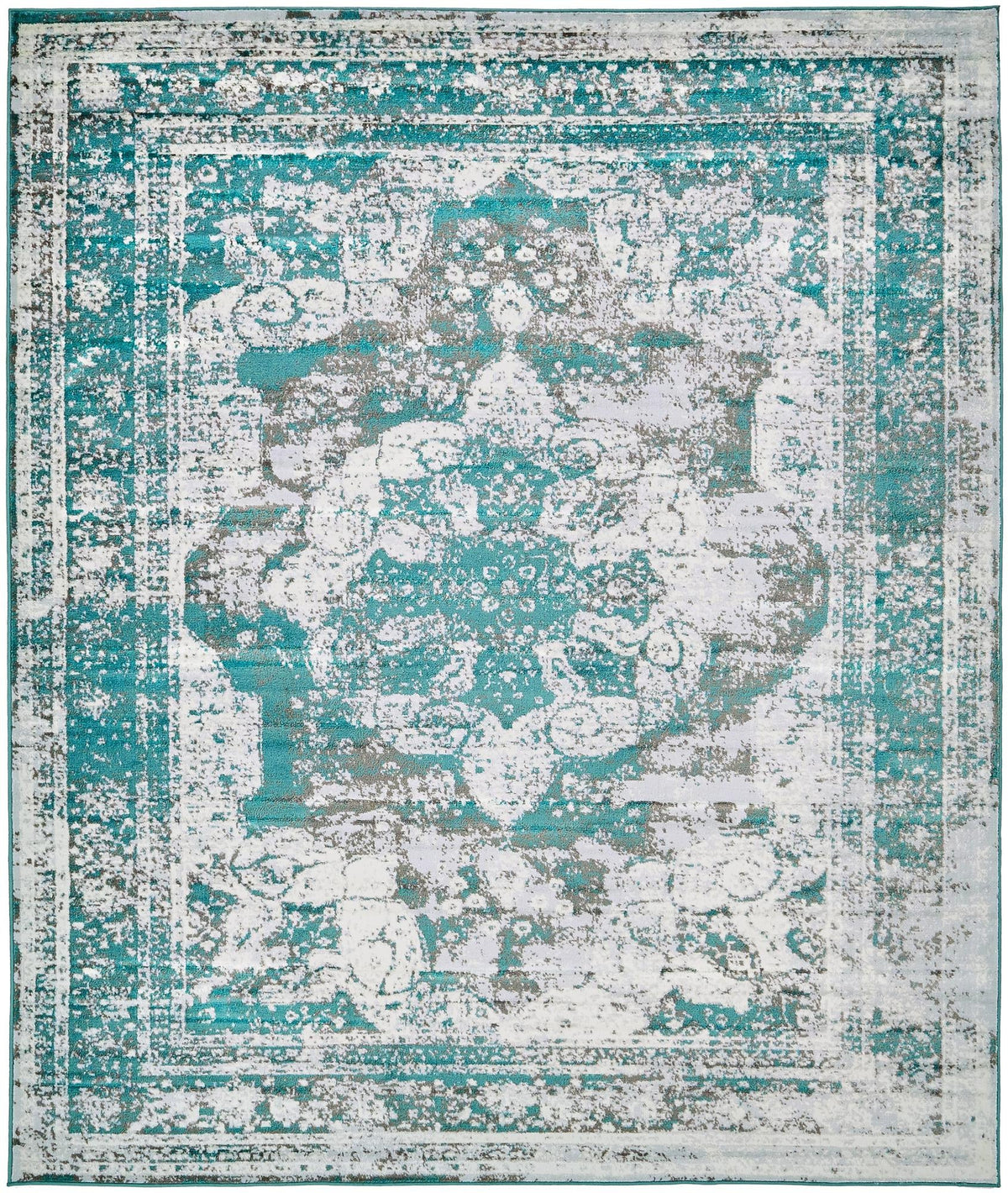 Sofia Salle Garnier Turquoise & Blue Area Rug | Rectangle overhead | SKU 3137828