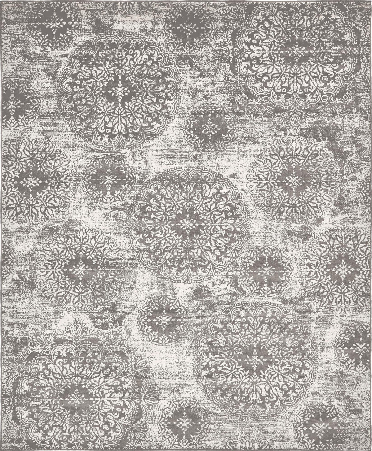 Sofia Grand Gray & Ivory Area Rug | Rectangle overhead | SKU 3138675