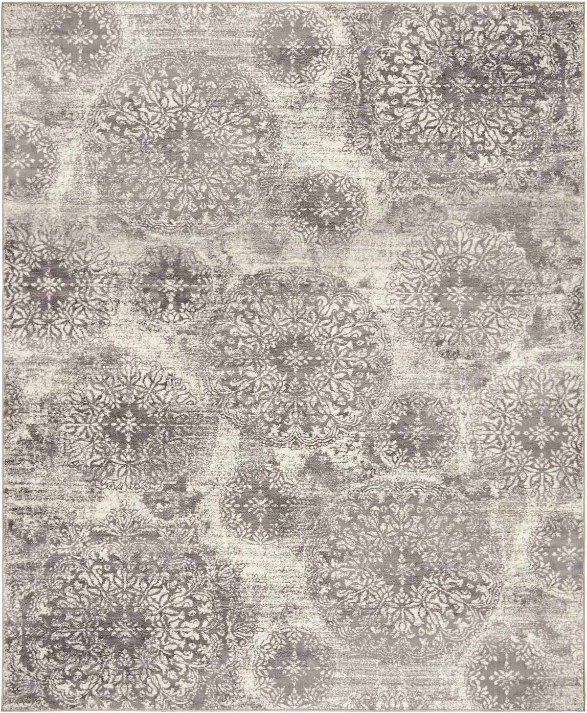 Sofia Grand Light Gray & Ivory Area Rug overhead Rectangle 7' 10" x 10'