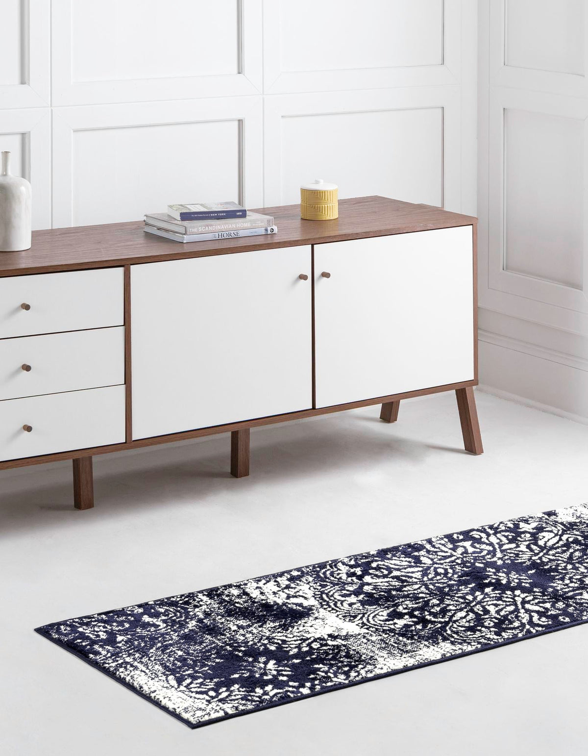 Sofia Grand Navy Blue & Ivory Area Rug | Original same-design same-color lifestyle, different shape permitted