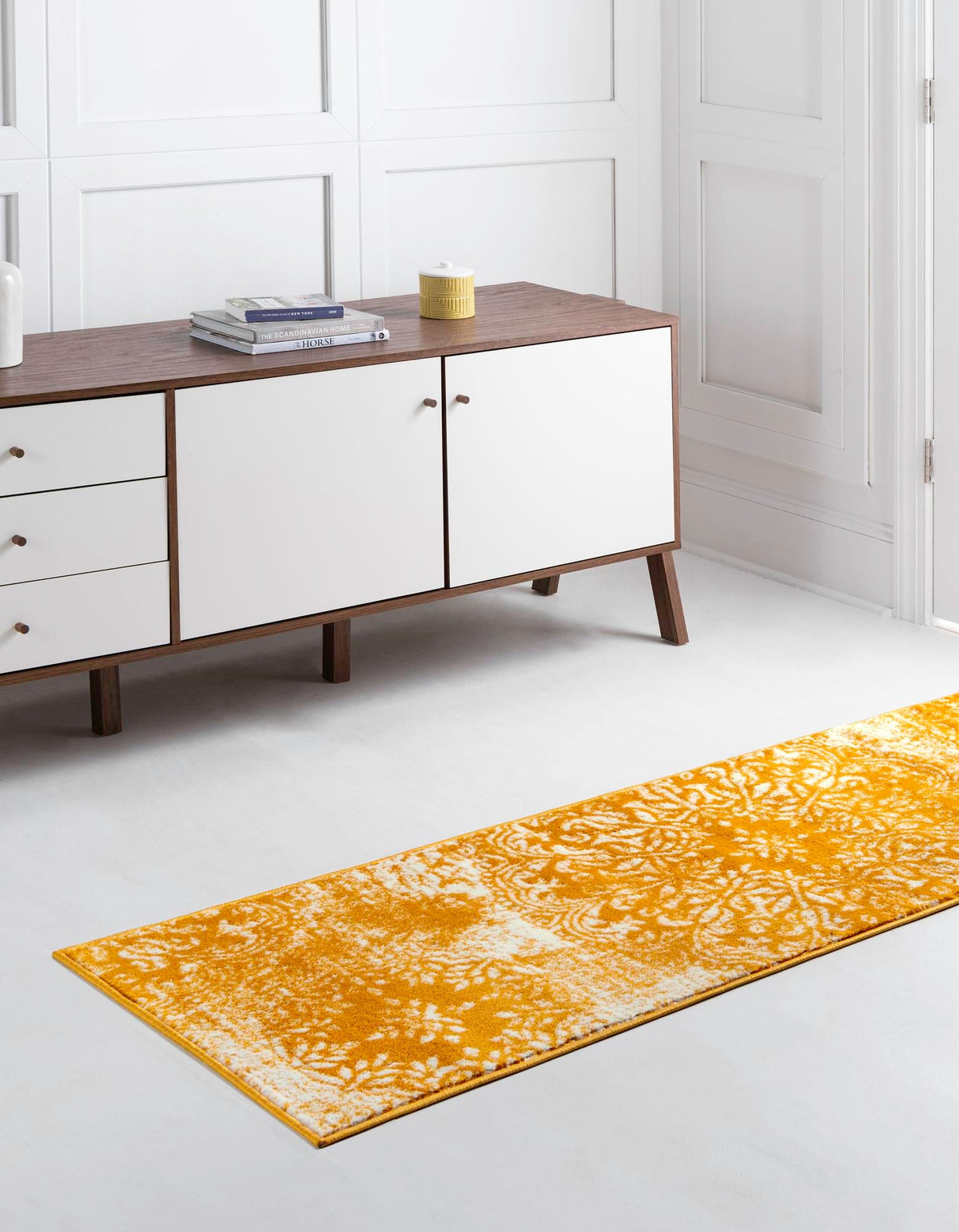 Sofia Grand Yellow & Ivory Area Rug | Original same-design same-color lifestyle, different shape permitted