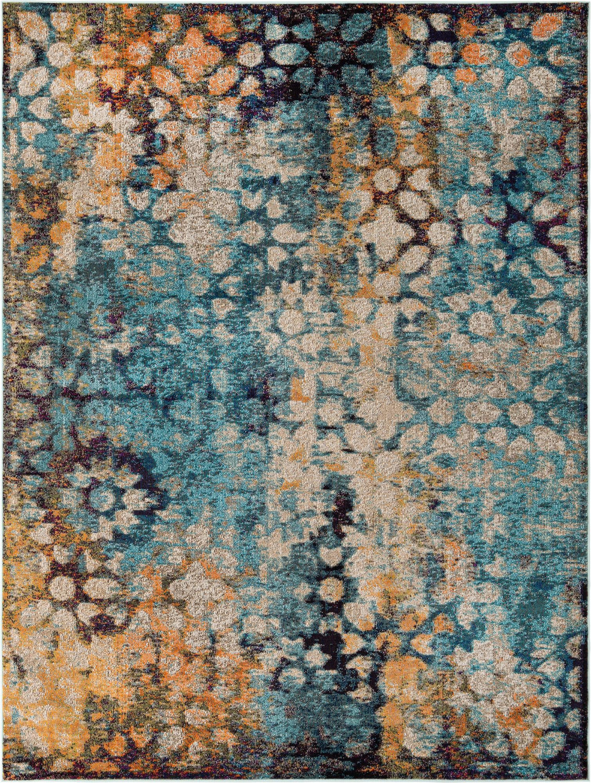 Vita Pollock Blue & Brown Area Rug | Rectangle overhead | SKU 3139962
