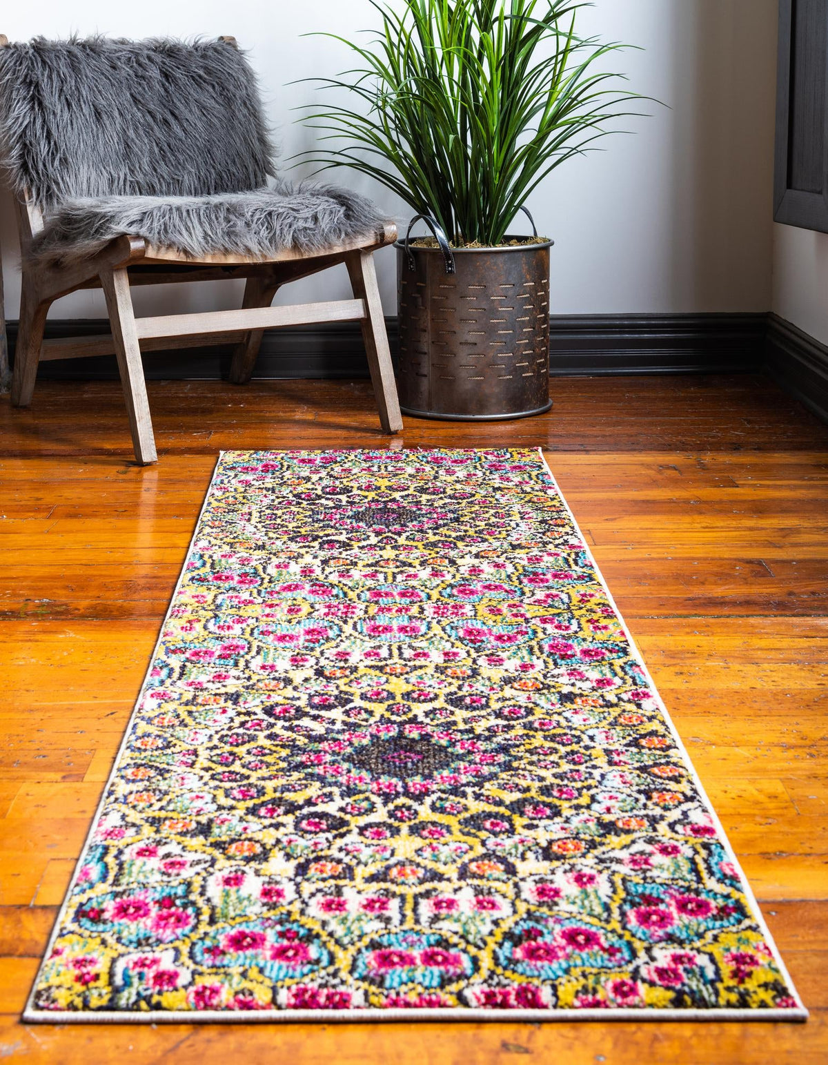 Vita O' Keefe Multi & Blue Area Rug | Runner in room