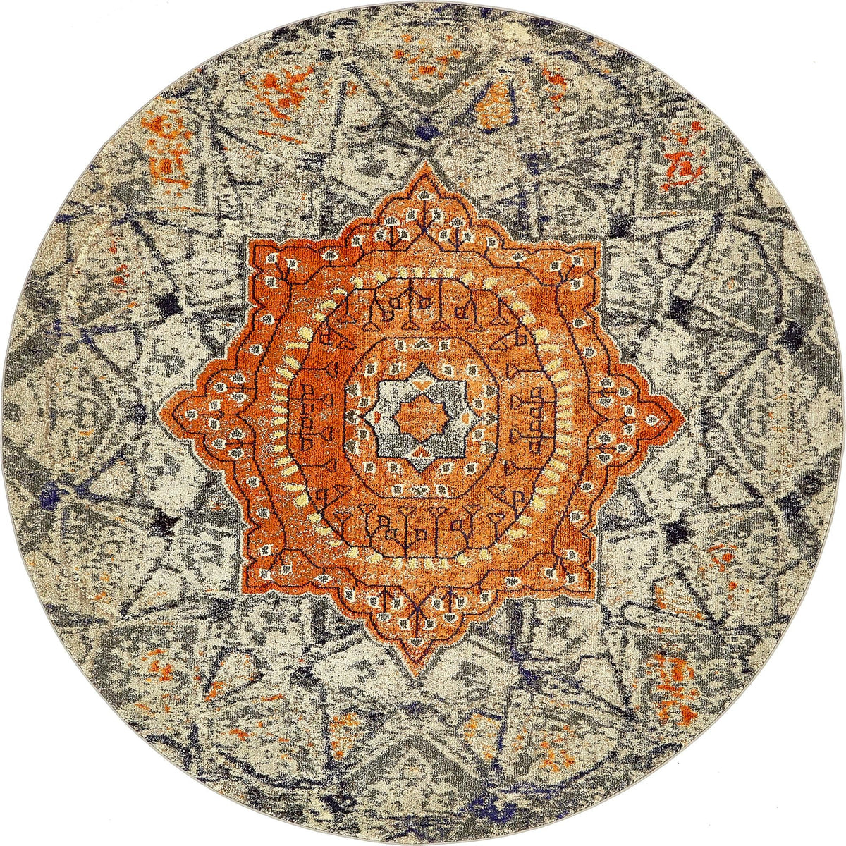 Vita Klimt Gray & Black Area Rug, overhead view