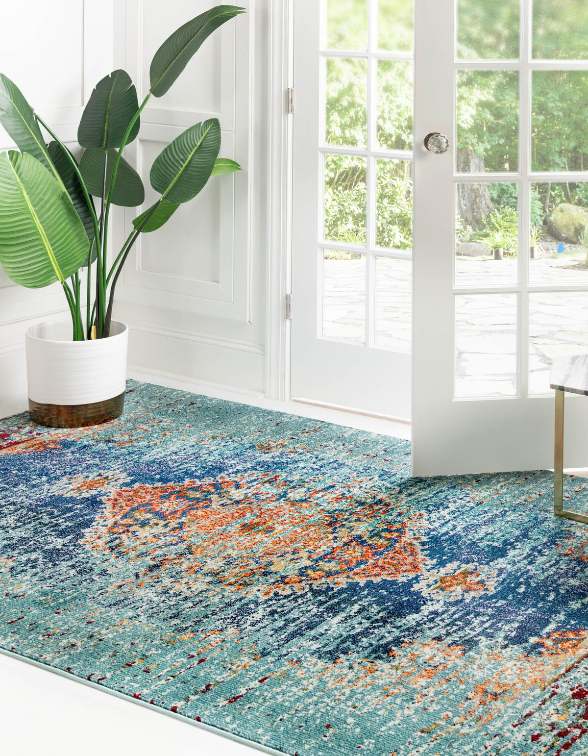 Vita Warhol Turquoise & Beige Area Rug | Unique Loom high-resolution supplier additional photo 3140026_image_1011.jpg