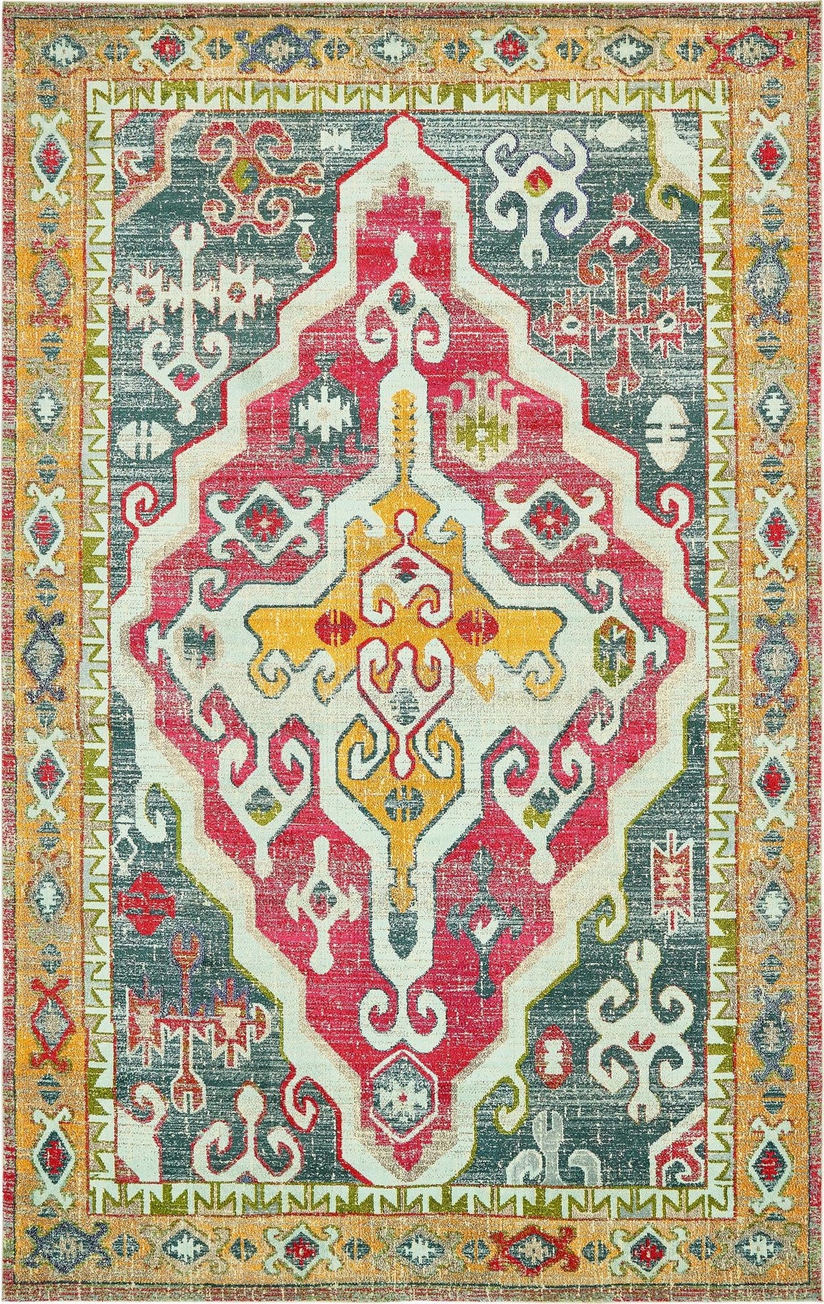 Vita Haring Multi & Gray Area Rug, overhead view
