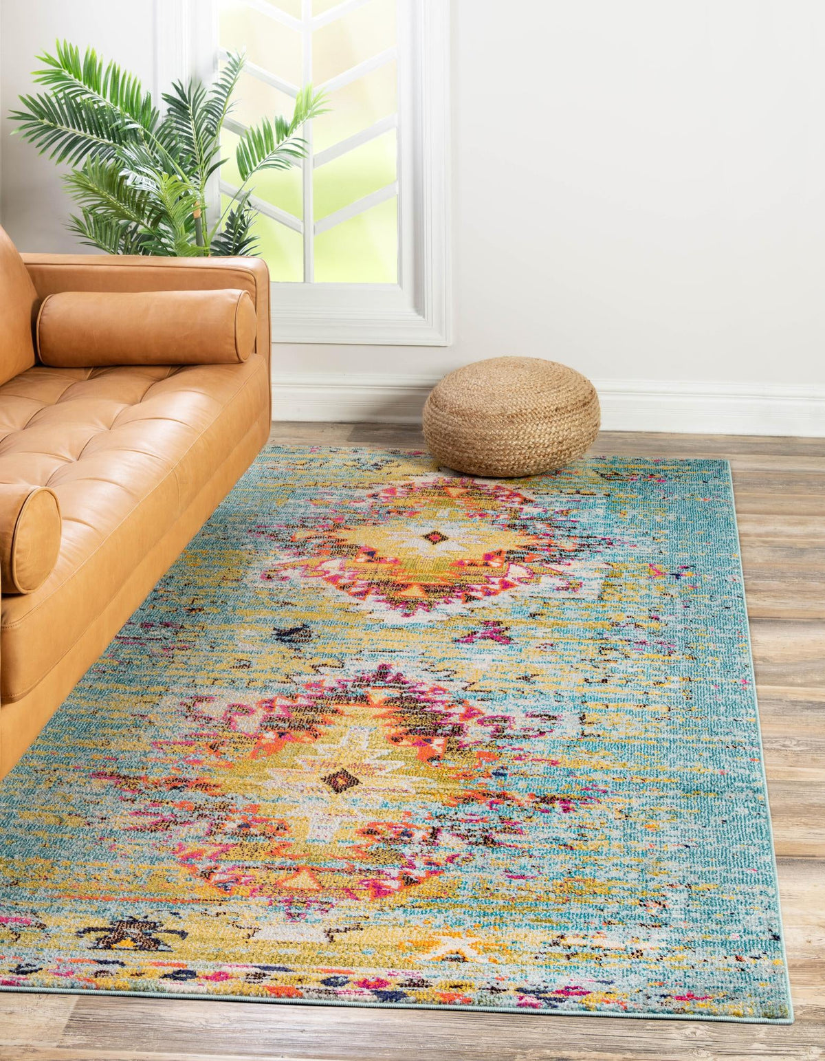 Vita Chagall Turquoise & Cream Area Rug, room setting