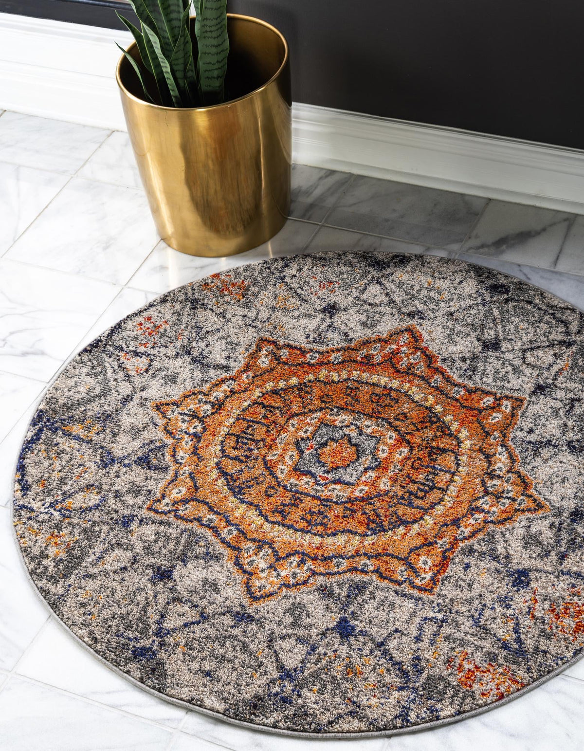 Vita Klimt Gray & Black Area Rug, room setting