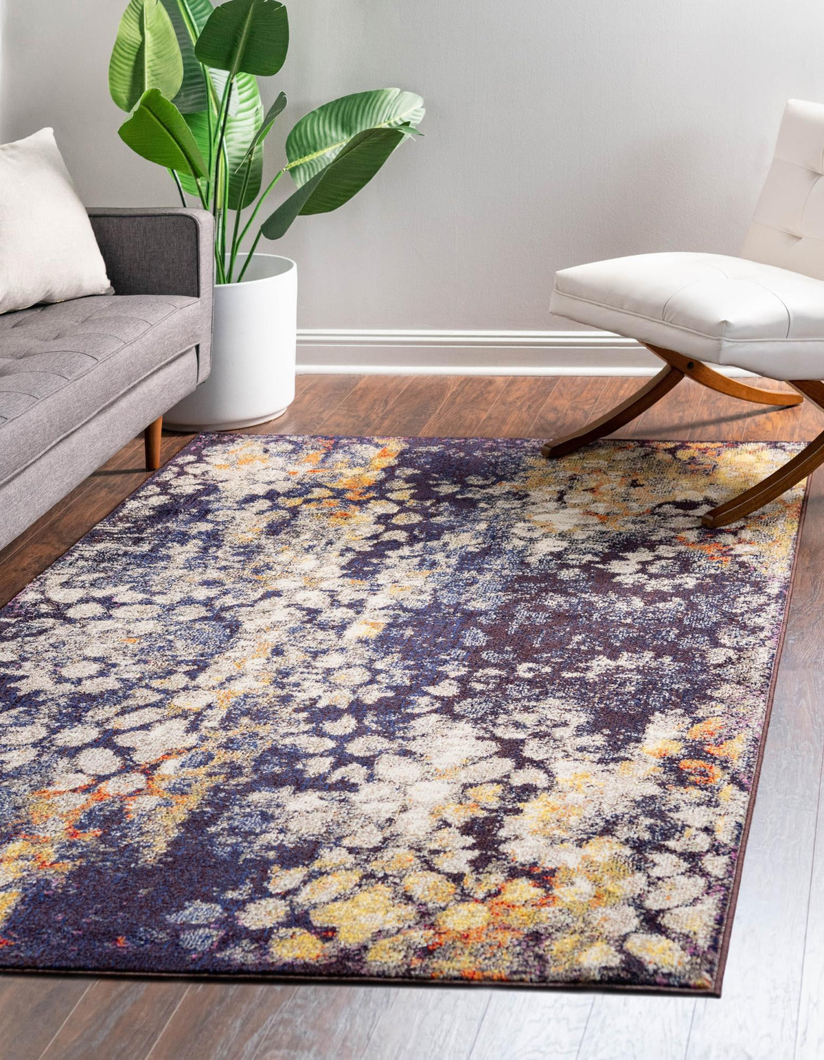 Vita Pollock Navy Blue & Blue Area Rug | Rectangle in room