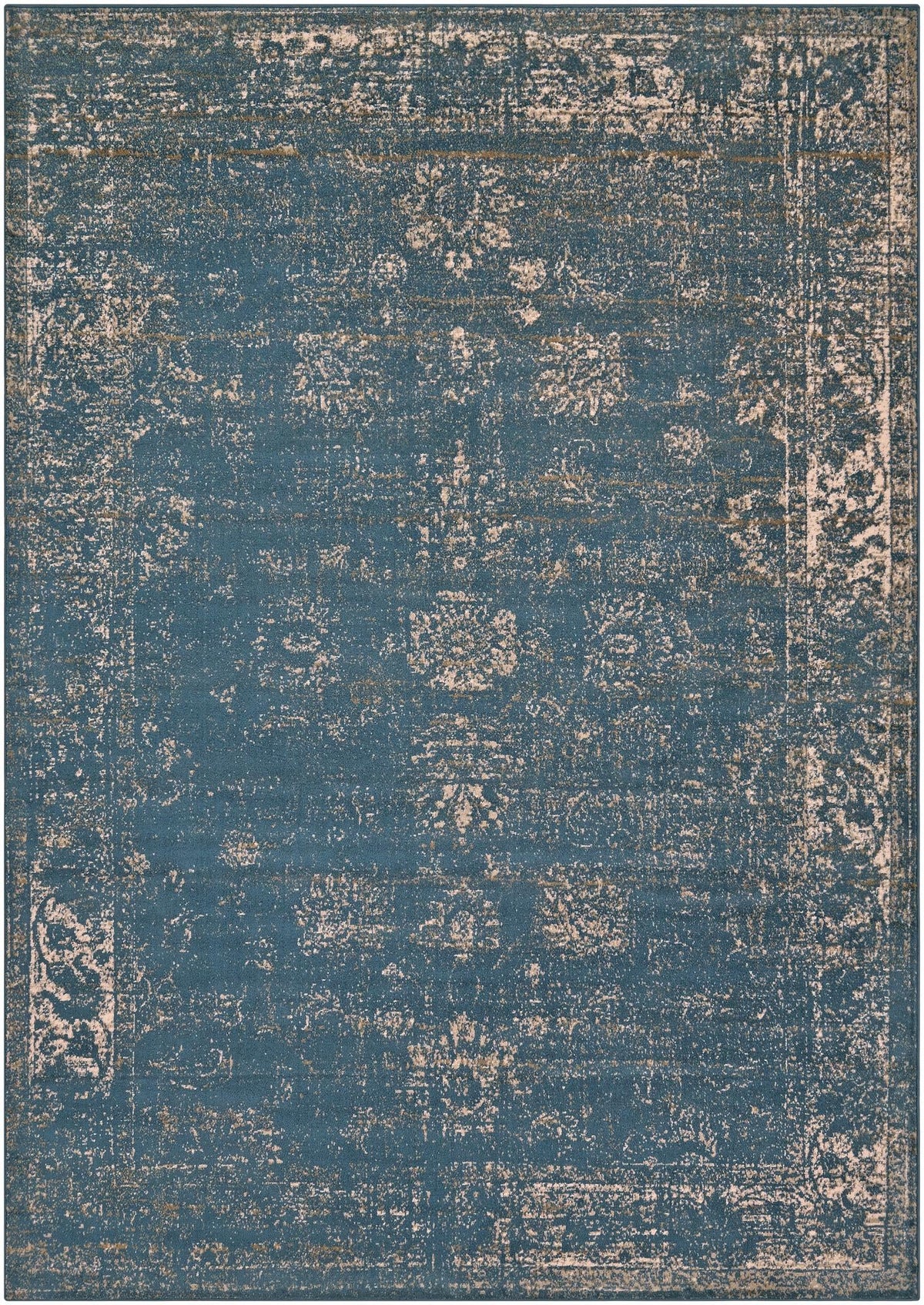 Sofia Casino Blue & Ivory Area Rug | Rectangle overhead alternative