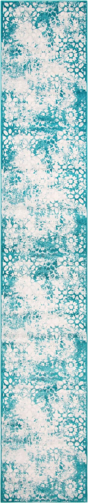 Sofia Larvotto Turquoise & Gray Area Rug, overhead view
