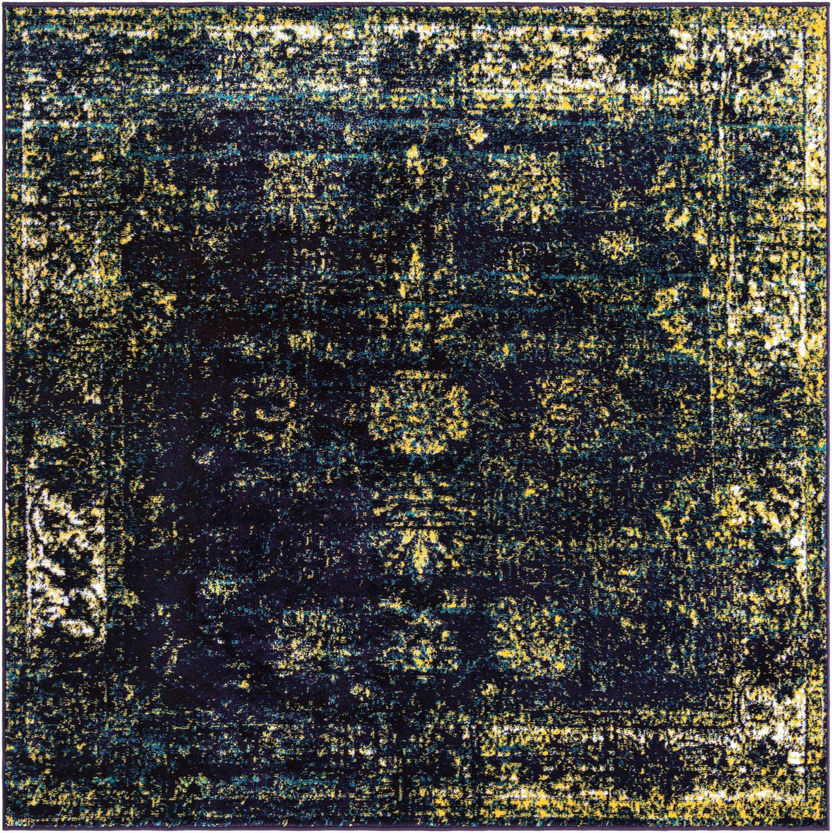 Sofia Casino Navy Blue & Yellow Area Rug | Manufacturer additional original detail or rug view