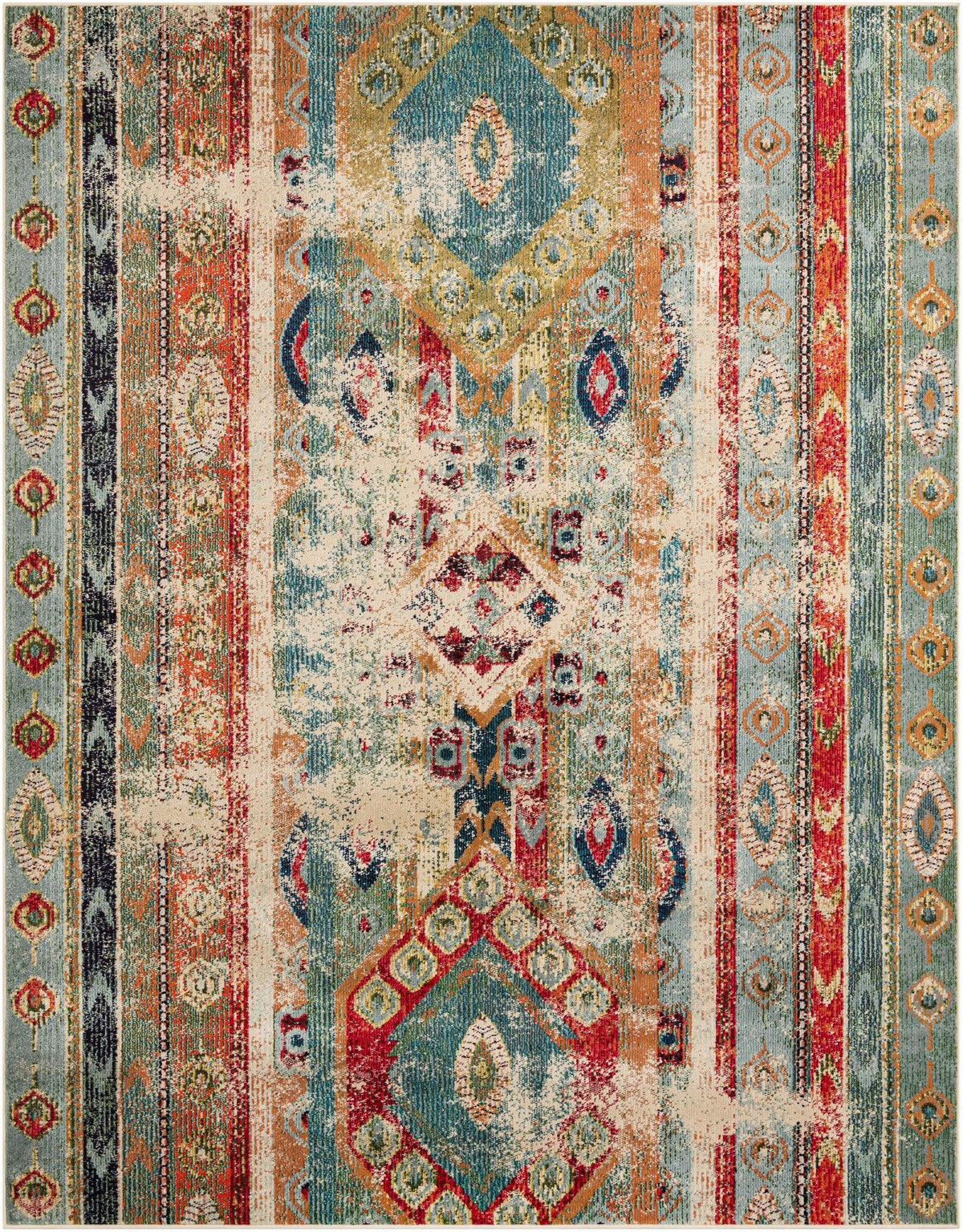 Sedona Yellowstone Blue & Beige Area Rug | Rectangle overhead | SKU 3142301